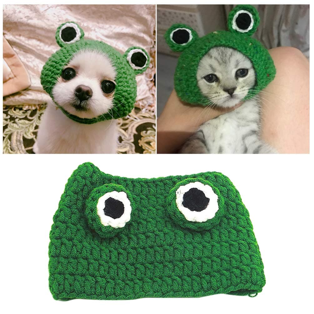 Knitted Hat for Dogs Dog Frog Costume Frog Hats Frog Cat Hat Dog Hat Knitted Dog Hat Froggy Hat Knitted Cap for Dogs Cats Hat Puppy Outfits Kitten Hat Has Japan Small Dog