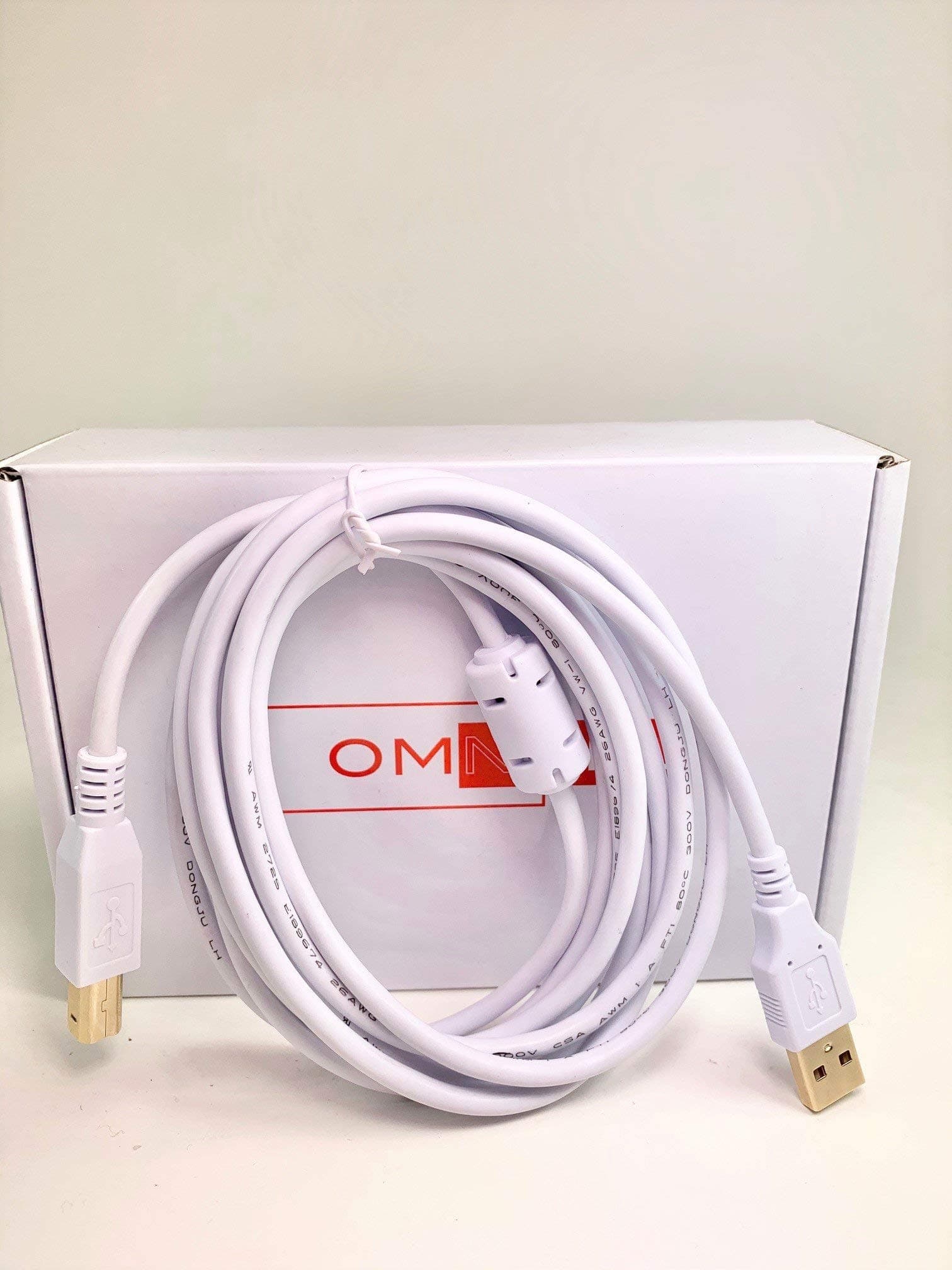OMNIHIL 8FT-White USB Cable Compatible with Brother QL-570/Brother QL-700/Zebra RZ601