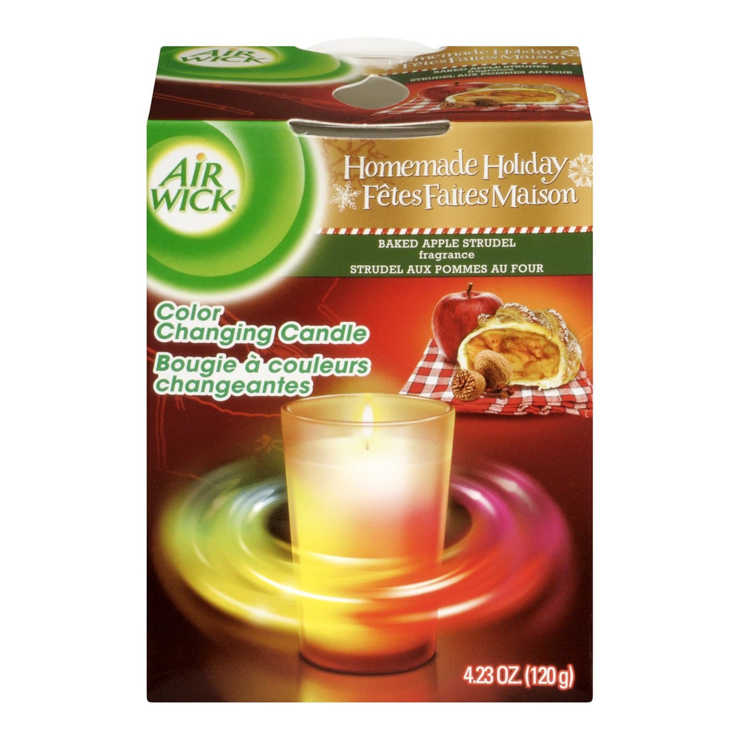 Air Wick Color-Changing Scented Candle, Apple Cinnamon Medley, 4.23 Ounce