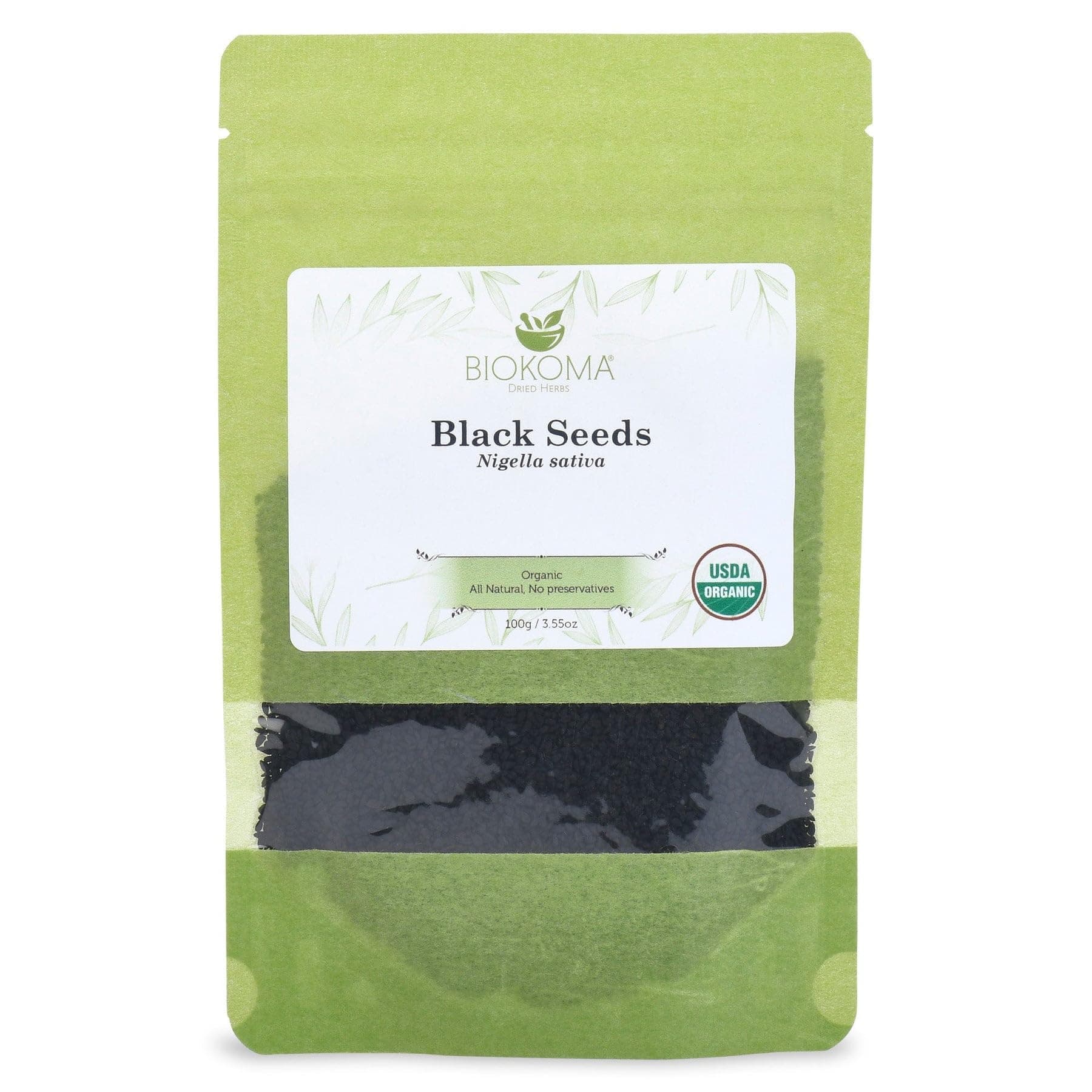Biokoma Organic Black Seeds 100g (3.55oz) in Resealable Moisture Proof Pouch, USDA Certified Organic - Herbal Tea, No Additives, No Preservatives, No GMO, Kosher