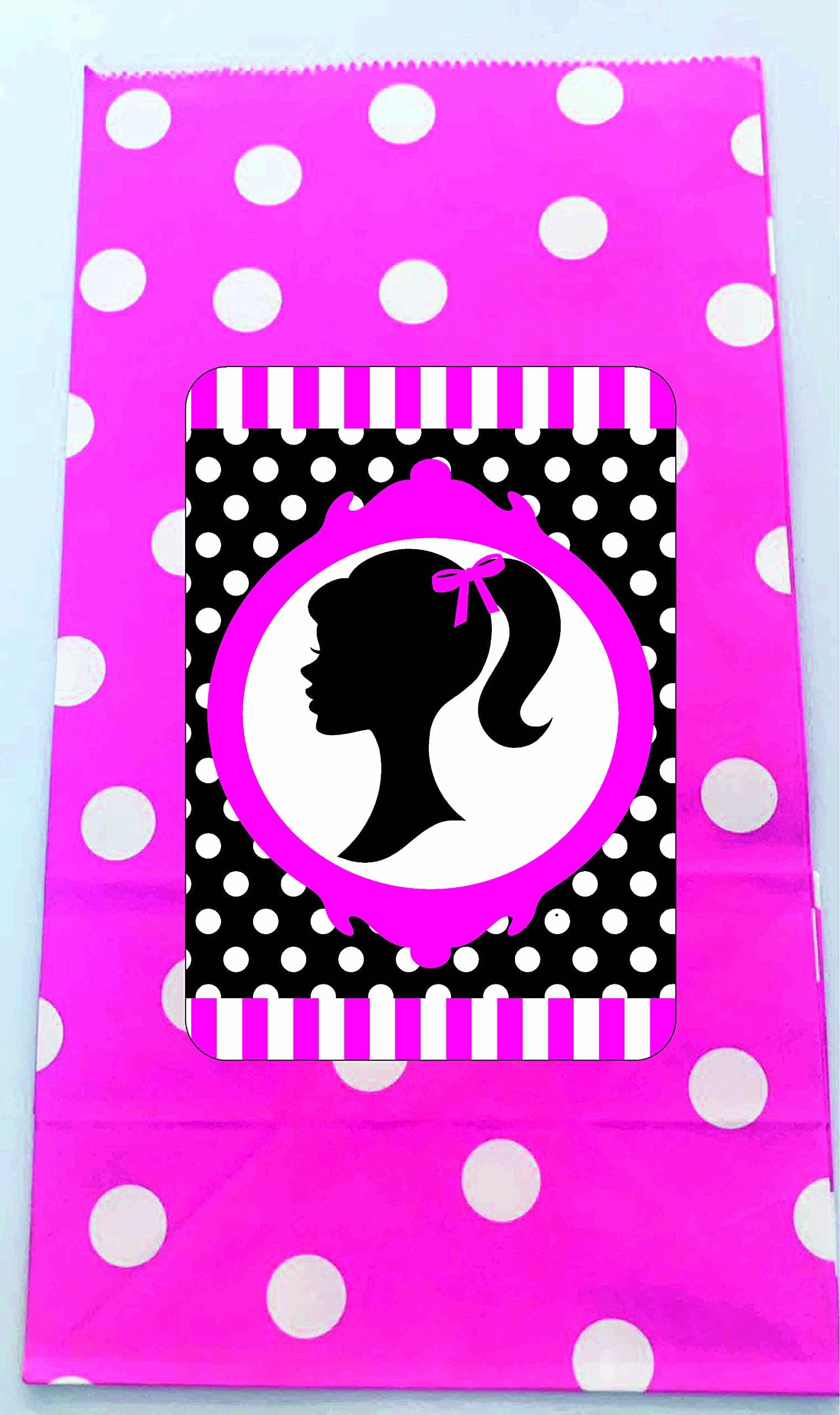 Pretty Ur Party Barbie Silhoutte Paper Popcorn Bag - Pack of 10