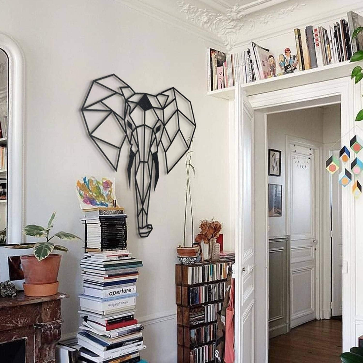 Hoagard Elephant XXL Metal Wall Art 106cm x 123cm | Geometric Metal Wall Art & Wall Decoration for Animal Lovers