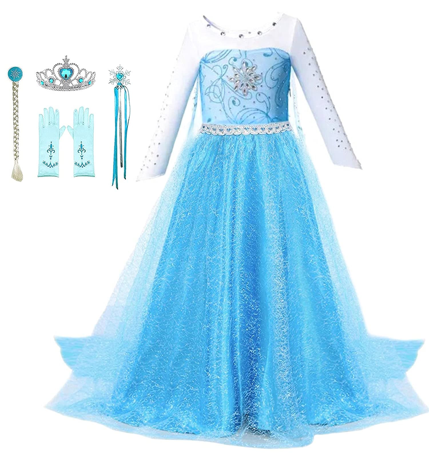 Girls Princess Elsa Dress Costume - Birthday Party Dress Up for Toddler Girl