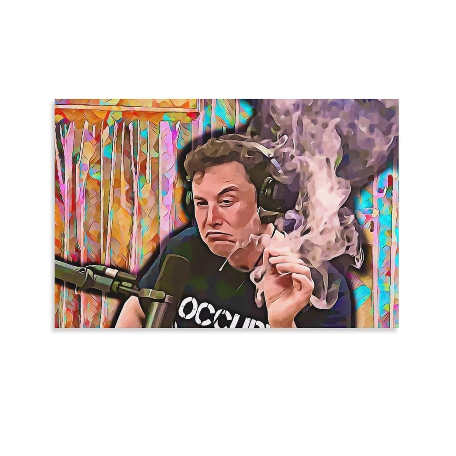 Elon Musk Smoking Poster HD Print on Canvas Painting Wall Art for Living Room Decor Boy Gift 12x18inch(30x45cm)