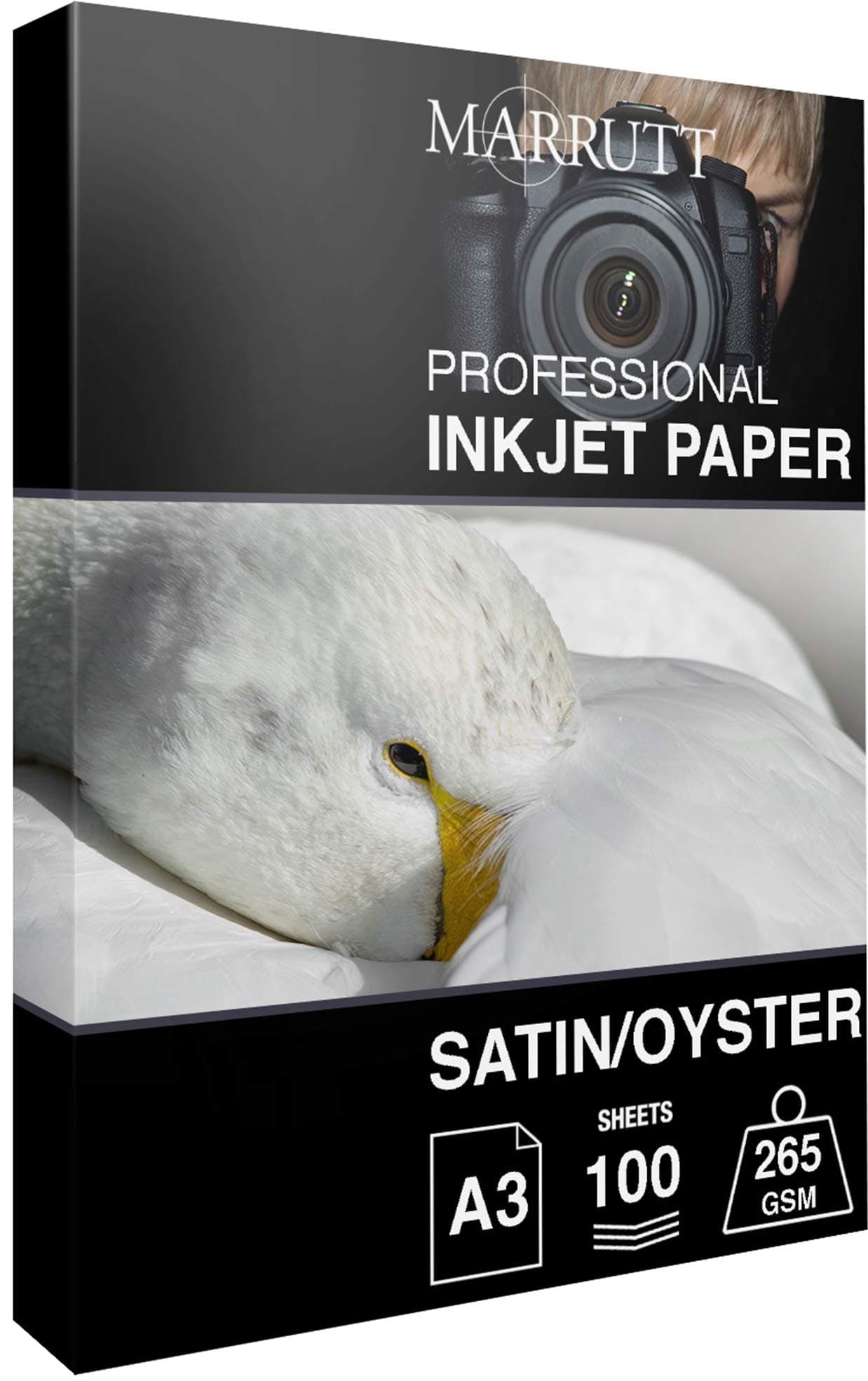 Marrutt 265gsm Pro Photo Satin/Oyster Inkjet Paper (A3-100 Sheets)