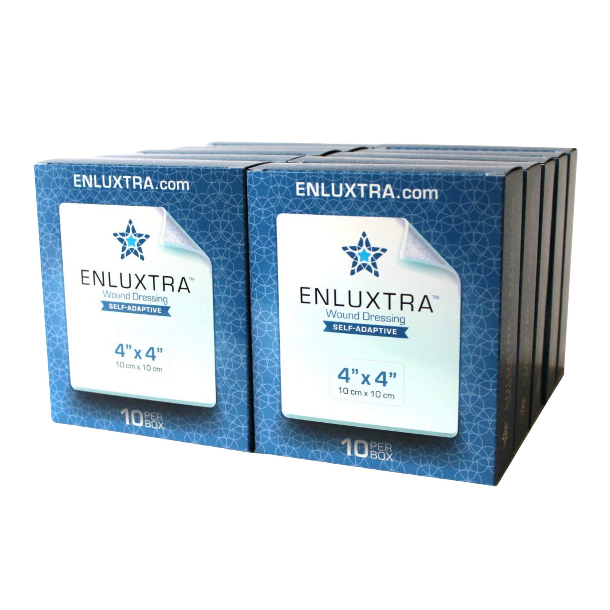 ENLUXTRA 4"x4" Self-Adaptive Wound Dressings - Super Absorbent for Wounds with Any Exudate Level by ENLUXTRA AnyWound - Case of 100 Dressings