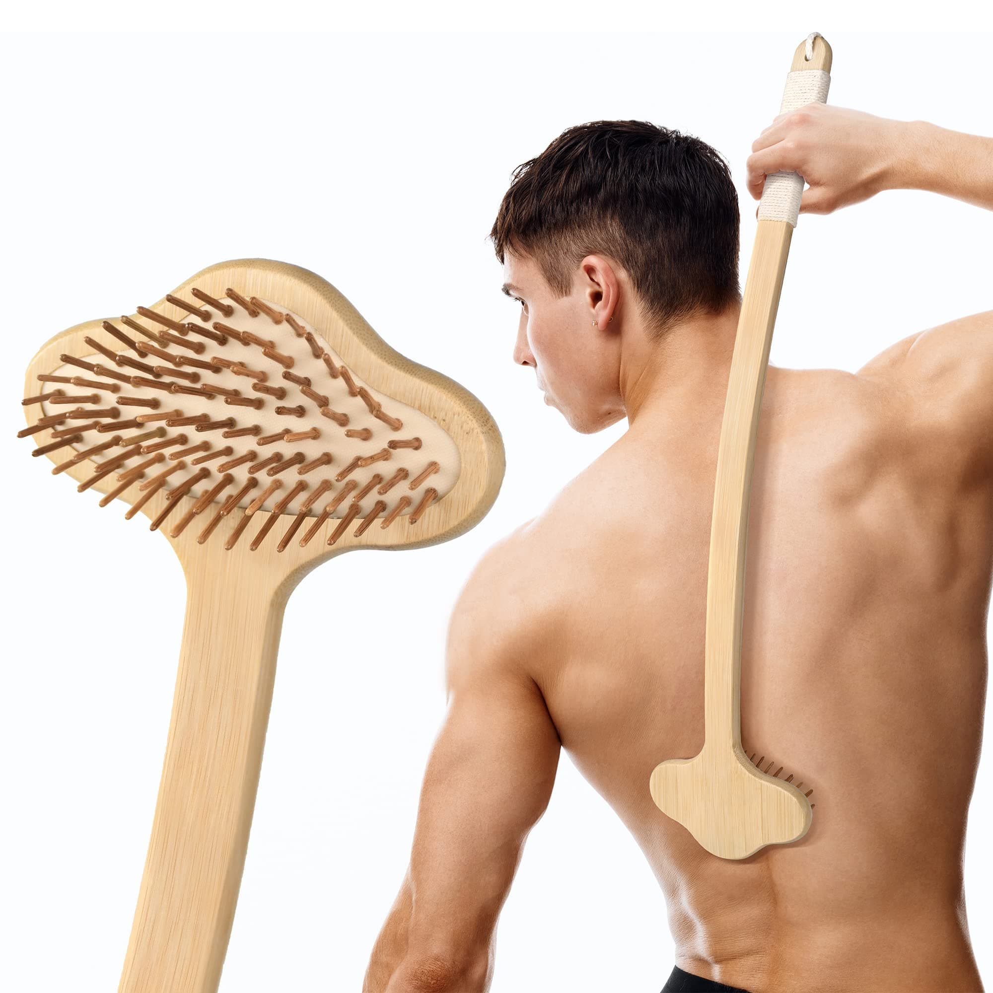 Oversized Back Scratcher, Extended Bamboo Scratcher, 22.04" Long Curved Handle; Wider Head; More Larger Scratching Surface, Adults Body Instant Scratcher Christmas Gift for Women and Men.