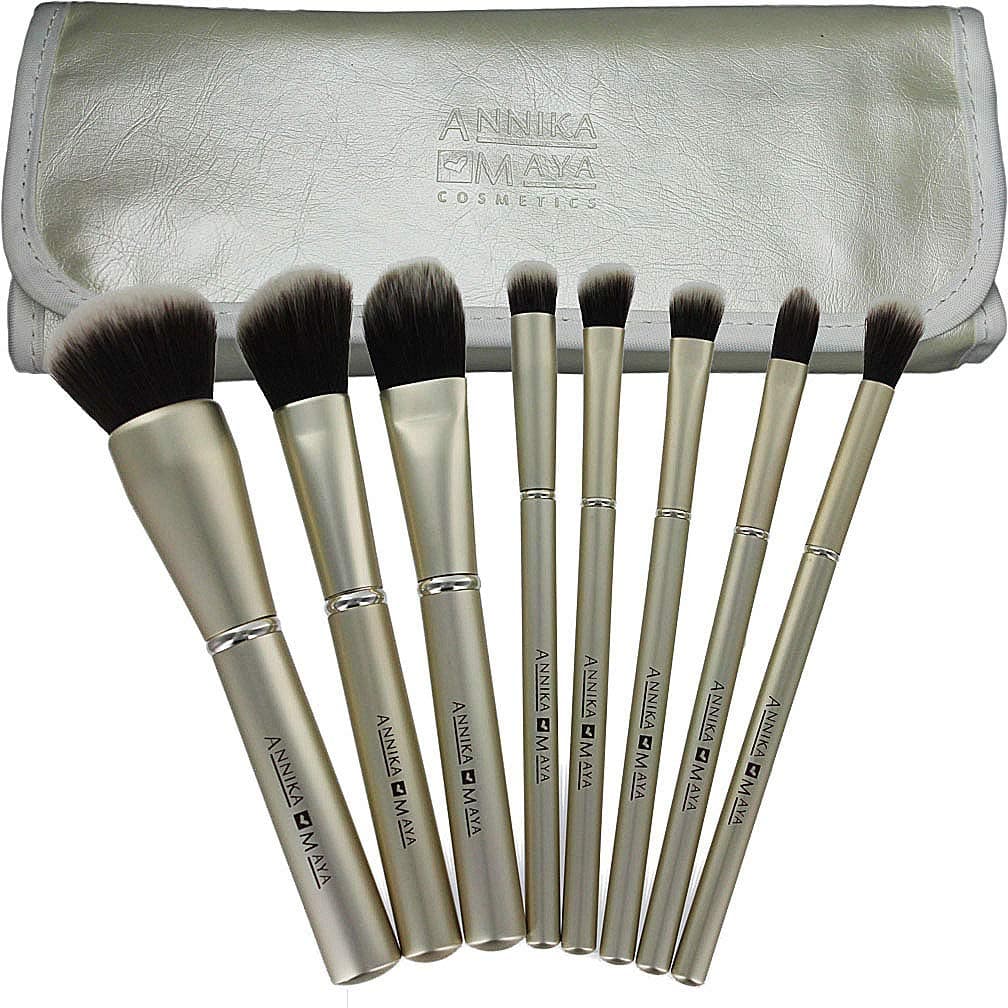 ANNIKA MAYA 8 pc Cosmetic Brush Set - Champagne Kisses