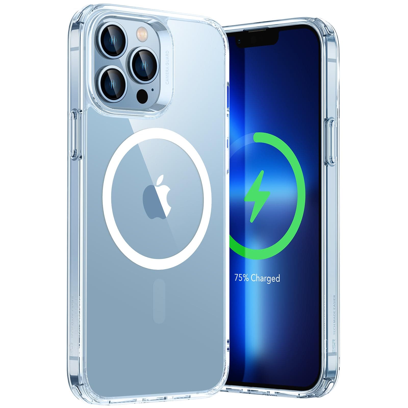 Hybrid Case with HaloLock, Compatible with iPhone 13 Pro Max, Magnetic Wireless Charging, Military-Grade Protection, Scratch-Resistant Back, Classic Series, Clear
