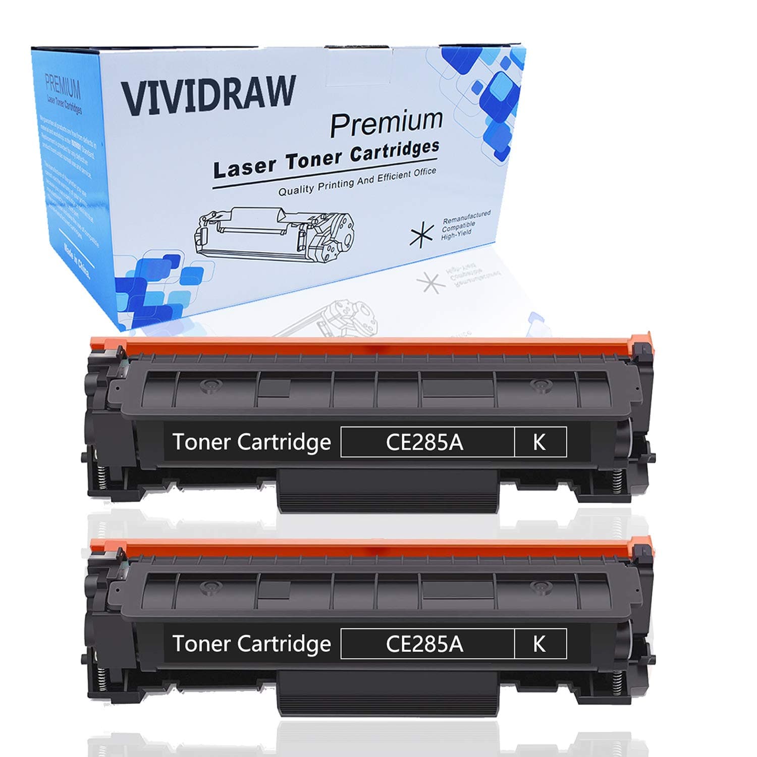 VIVIDRAW Compatible Toner Cartridge Replacement for HP 85A CE285A for LaserJet Pro P1102w Pro P1109w P1102 M1212nf M1217nfw MFP M1212 M1217 M1132 Printer (Black, 2 Pack)