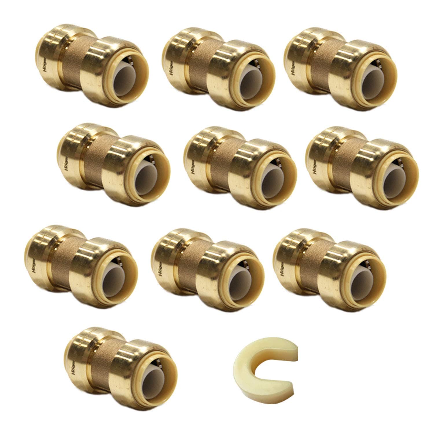 (Pack of 10) EFIELD 1/2 Inch Straight Coupling Push-Fit Fitting to Connect Pex, Copper, CPVC,(PF003)