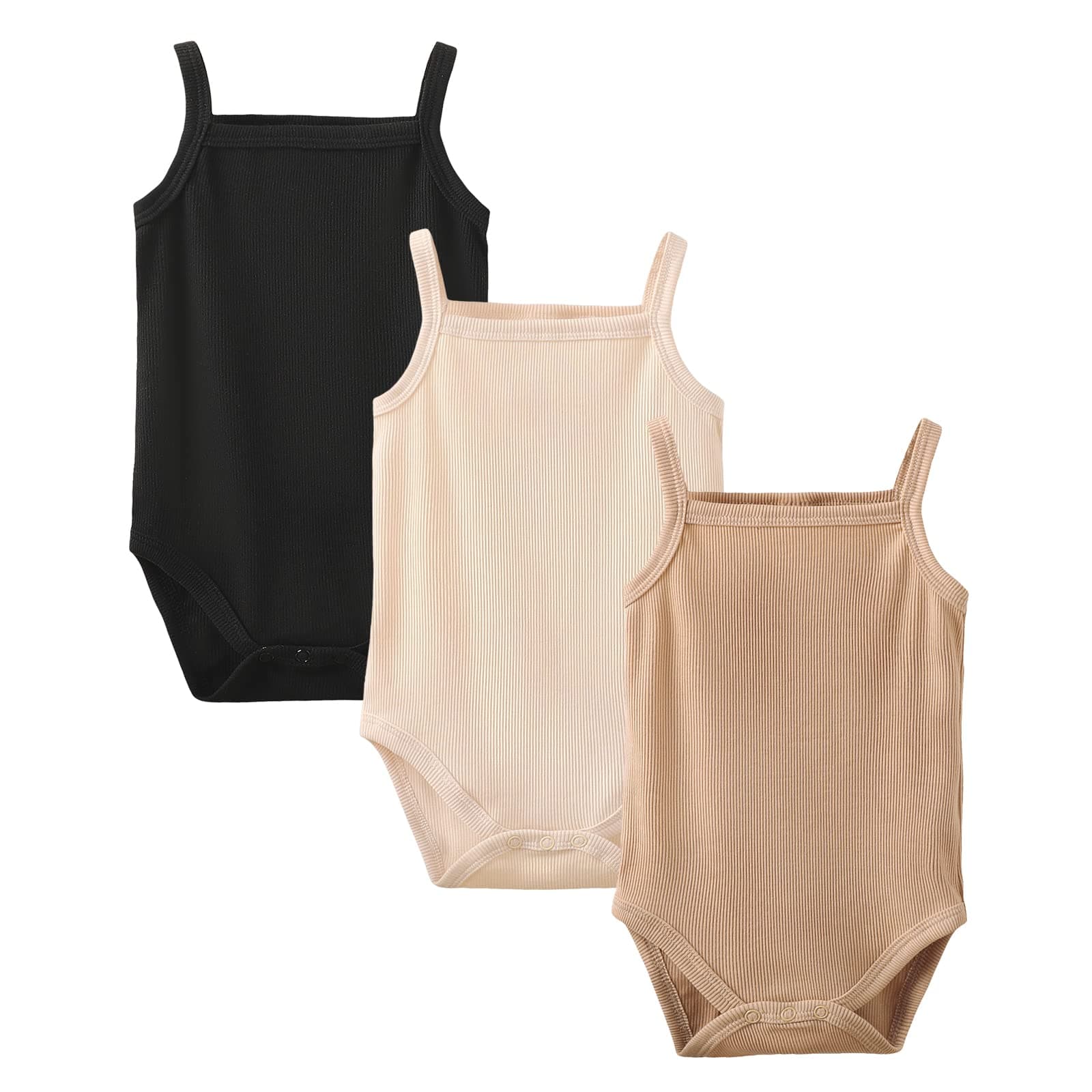 Sleeveless Onsies for Baby Girl Bodysuits 3 Pack Neutral Baby Clothes Summer Spaghetti Strap Tank Top Onsies Undershirt