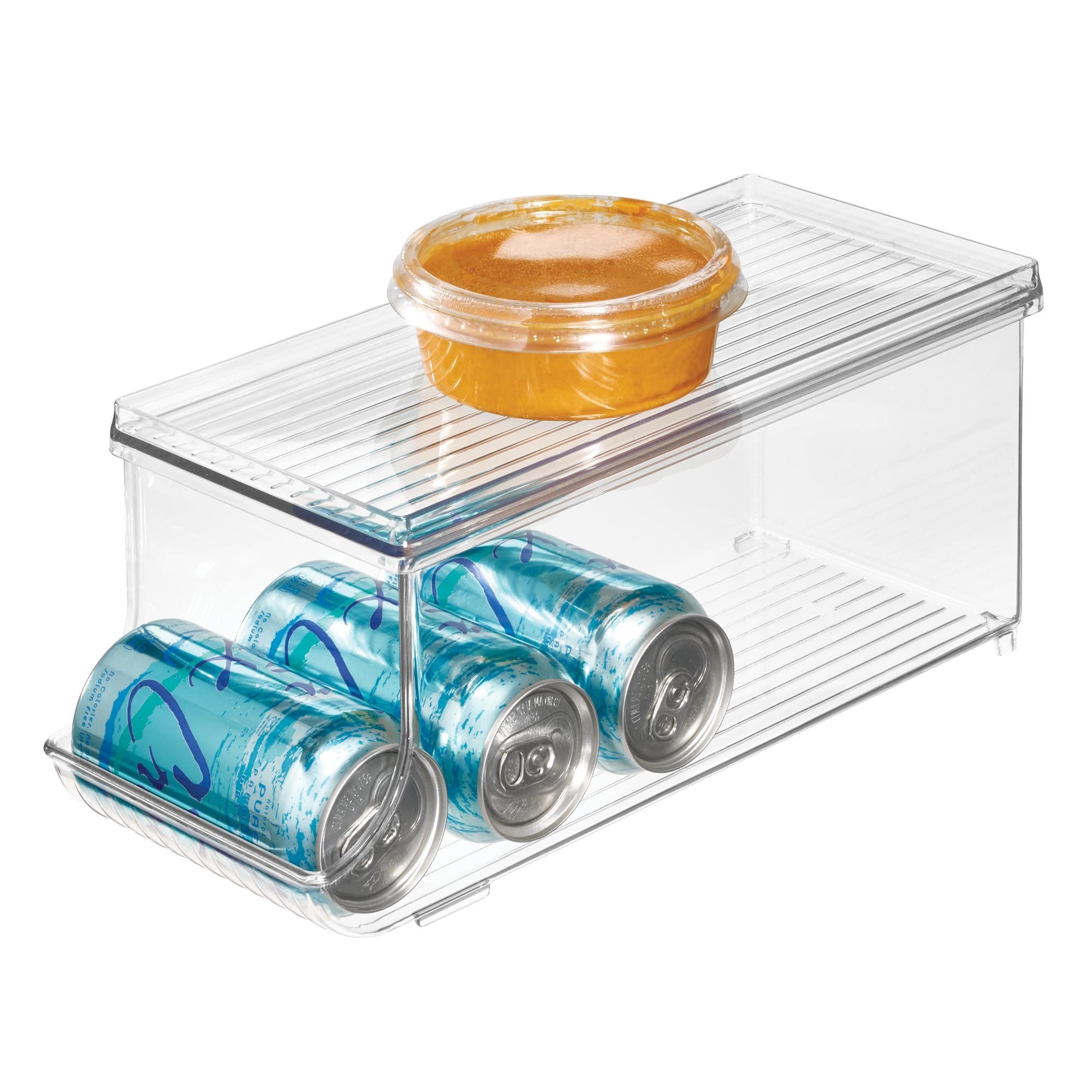 iDesign Soda Can Organizer with Lid for Pantry or Refrigerator - Clear - Made in USA