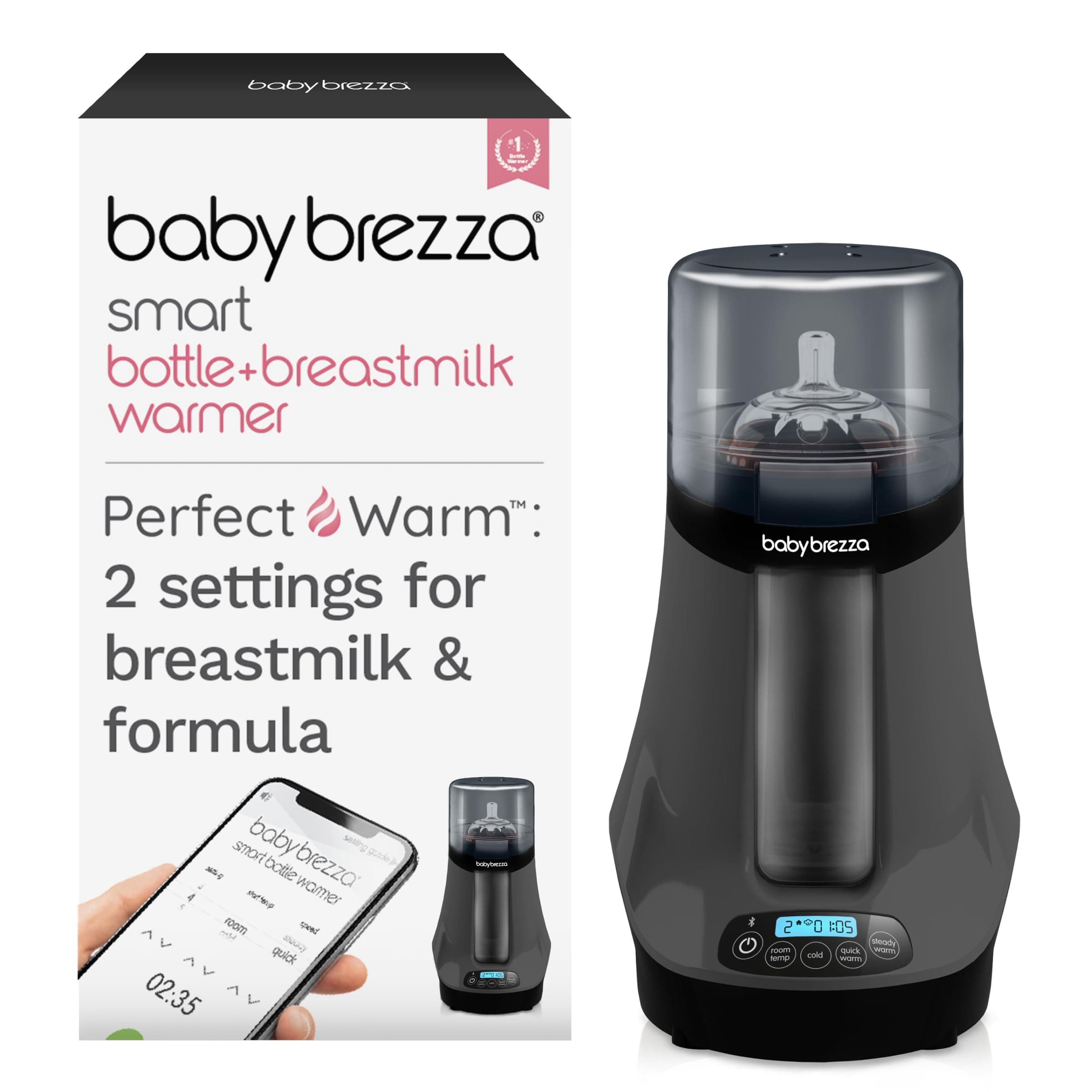 Smart Baby Bottle Warmer, Breastmilk Warmer + Defroster – Free App - Different Temperatures for Breastmilk + Formula - Universal Fit for All Bottles + Milk Bags - Calentador de Biberones
