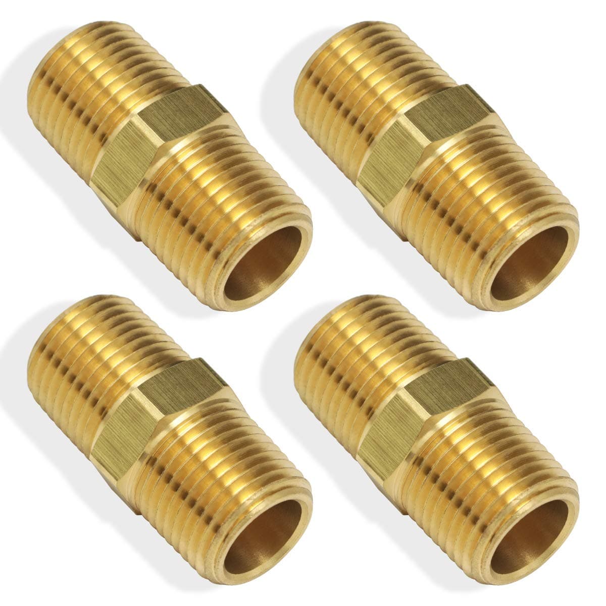 4pcs 1/8 inch Male Thread to 1/8 inch Male Thread NPT Brass Pipe Fitting Straight Hex Nipple