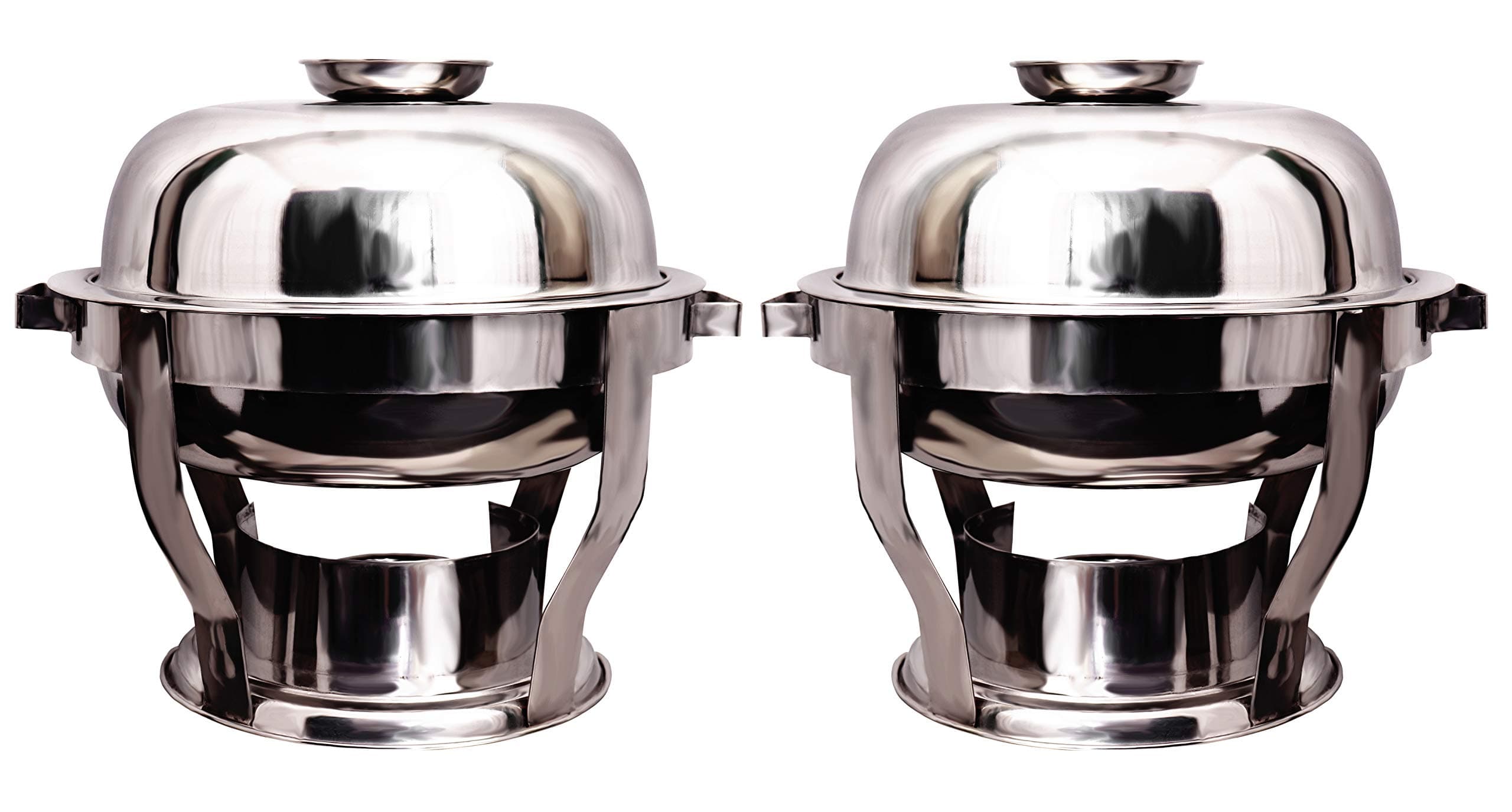 Malabar Trading Company Chafing Dish Stainless Steel Round with Lid (Silver, 10 L) 2 Pieces