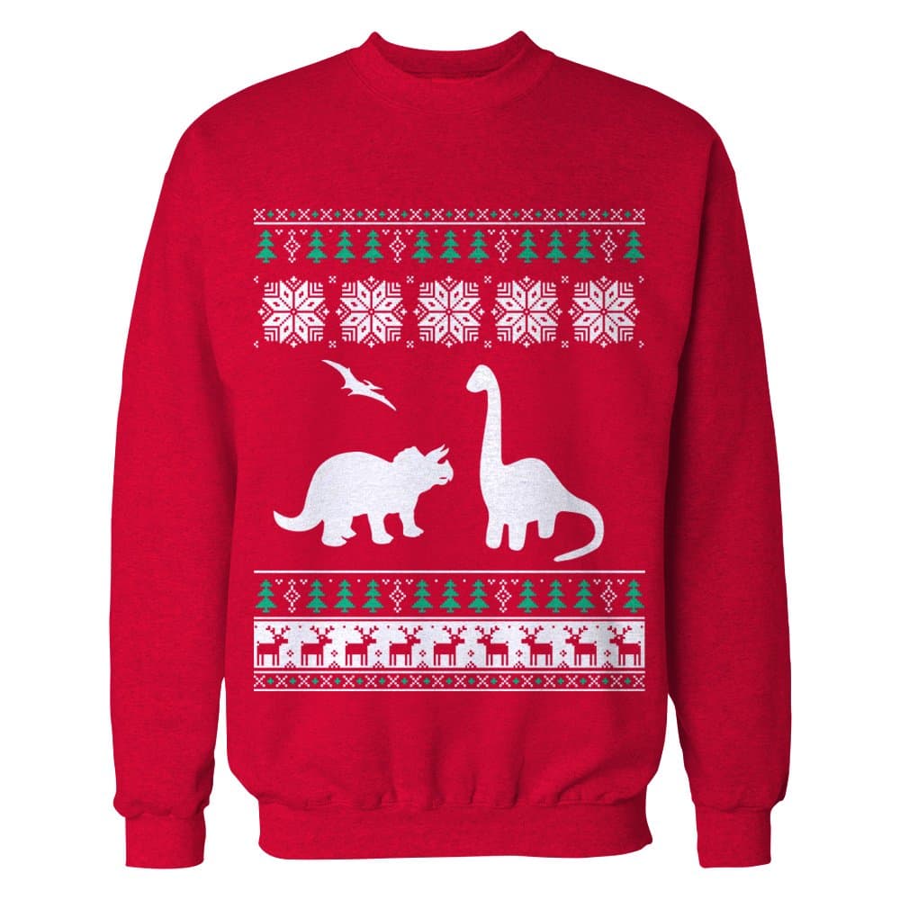 Saurheads Dinosaur Ugly Christmas Sweater (Medium, Three Musketsaurs)