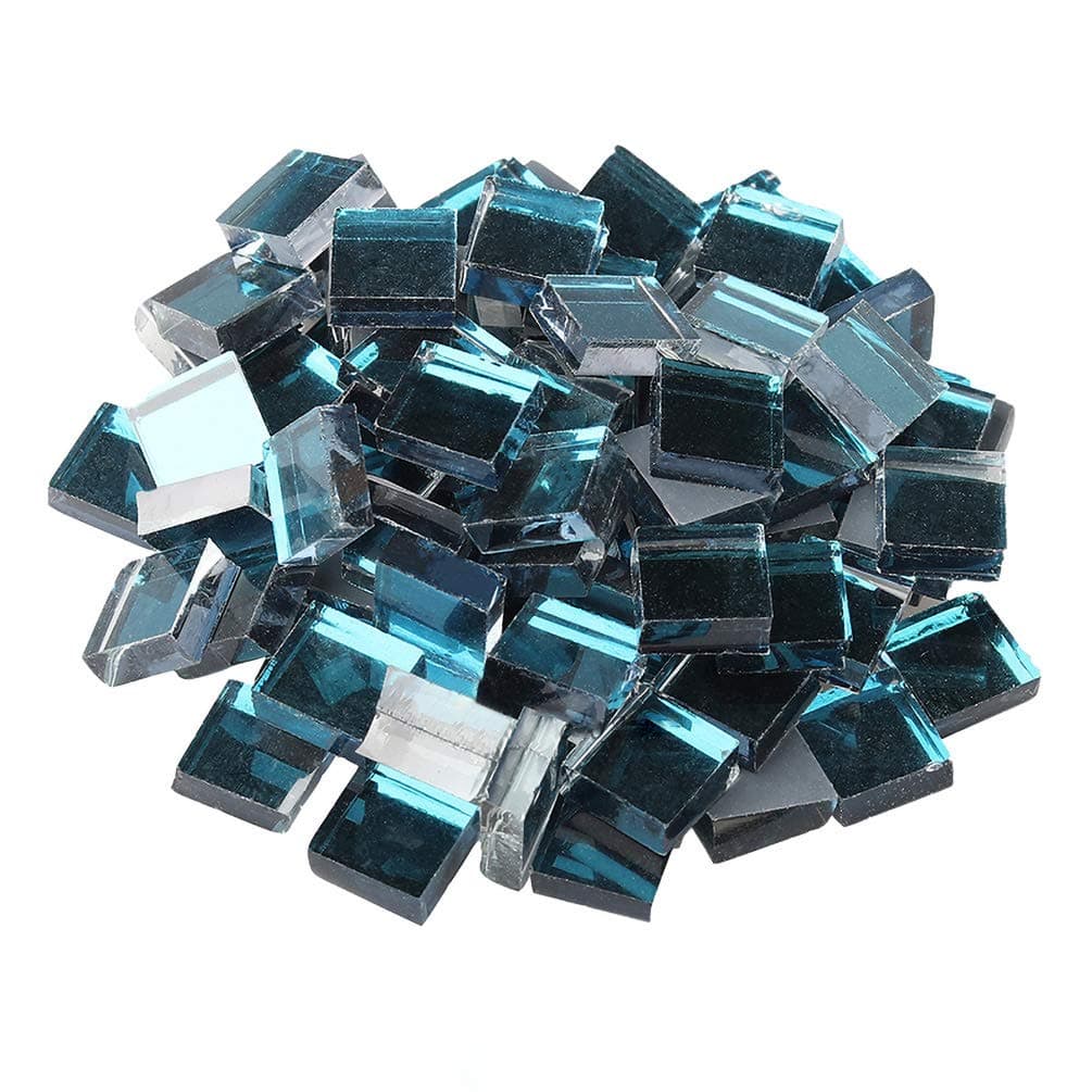 Mosaic Tiles - 100 PiecesGlass Mosaic Pieces, Mosaic Chips, Stained Glass Mosaic, Textured Glass Mosaic, for Decoration, Craft, DIY Art Projects, Square 1x1 cm, Blue-Green
