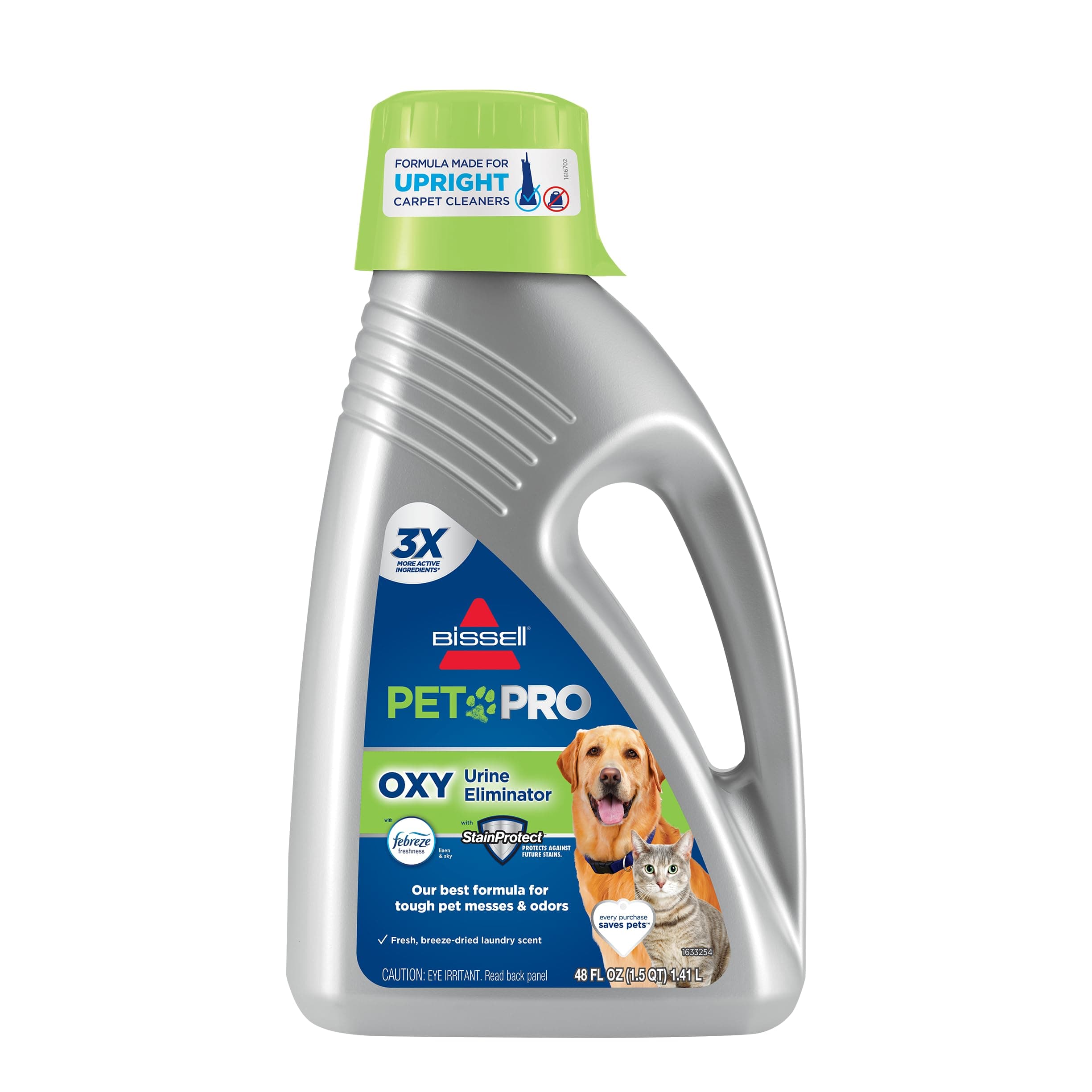 - PET PRO OXY Urine Eliminator with Febreze Carpet Deep Clean Solution, with StainProtect Technology, for use in leading upright carpet cleaners, 48oz, Our best formula for pet messes & odors