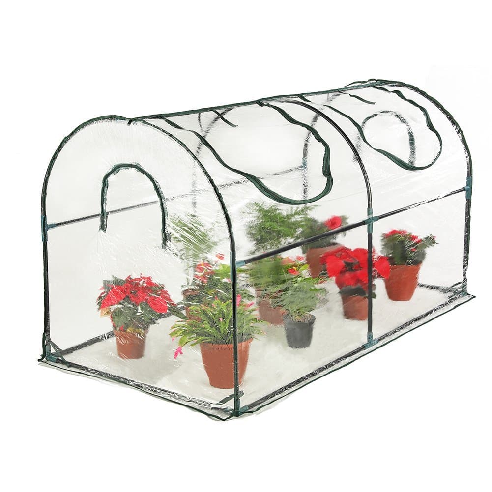 Seven colors house Reinforced Portable Mini Greenhouse 35.4 x 70.8 x 39 inches Vegetable Plant Mini Arc Greenhouse with Clear Cover for Indoor or Outdoor Plants