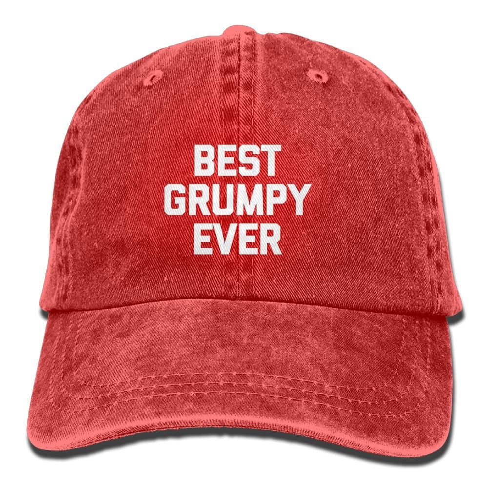 Best Grumpy Ever Casual Fashion Sports Trend Adjustable Washed Cap Fashion Cowboy Baseball Hat Red