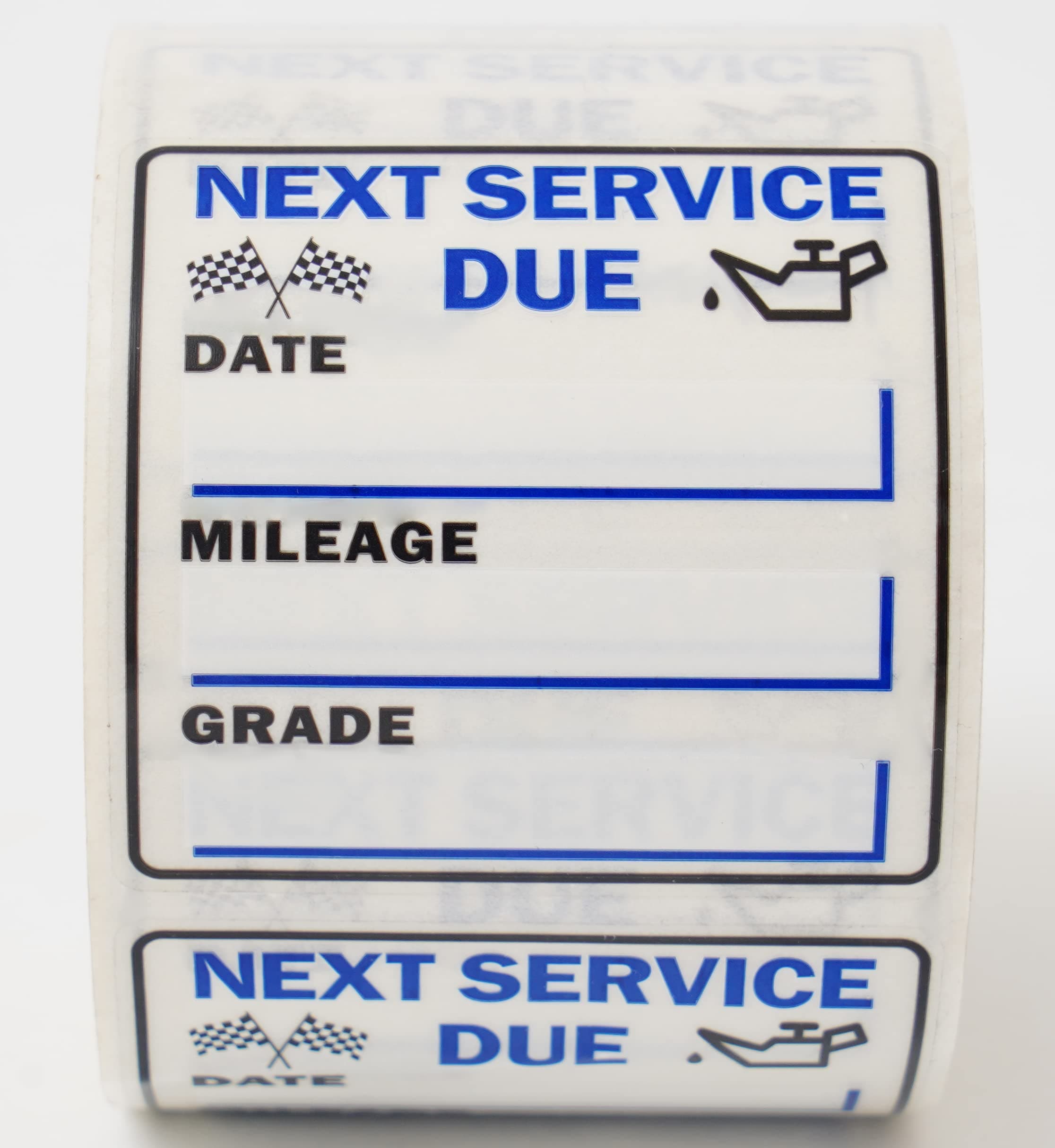 Oil Change Stickers 500 Pcs Per Roll-Service Reminder Stickers-2 inches x 2 inches Premium Clear Stock-Windshield Stickers-Checkered Flag- Peel & Write and Stick with No Residue Car Sticker