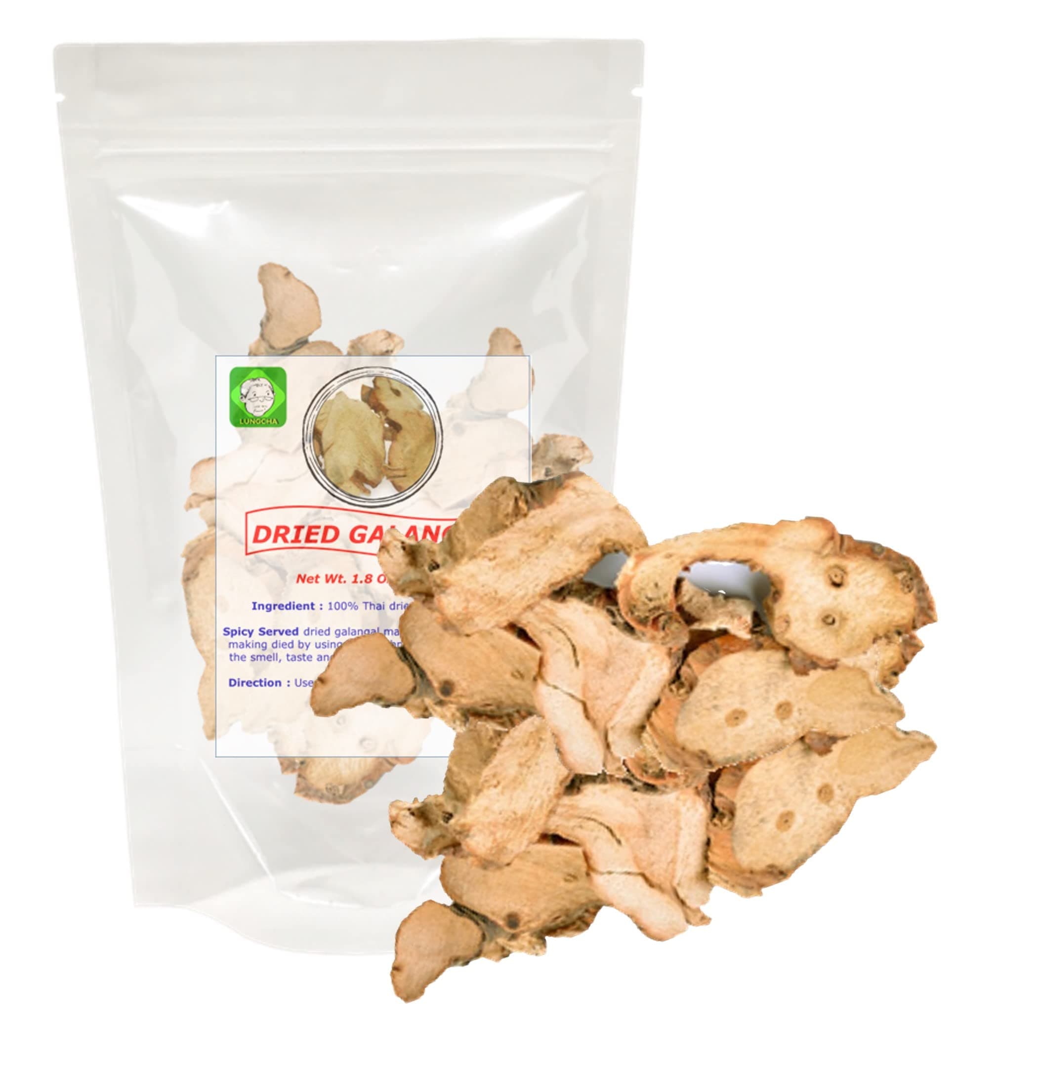 Lungcha Dried Galangal Slide 50 gram Part Of Tom Yum Sets Thai Food Hot and Spicy Soup For The Kitchen will Returnable To Fresh After Cooked.