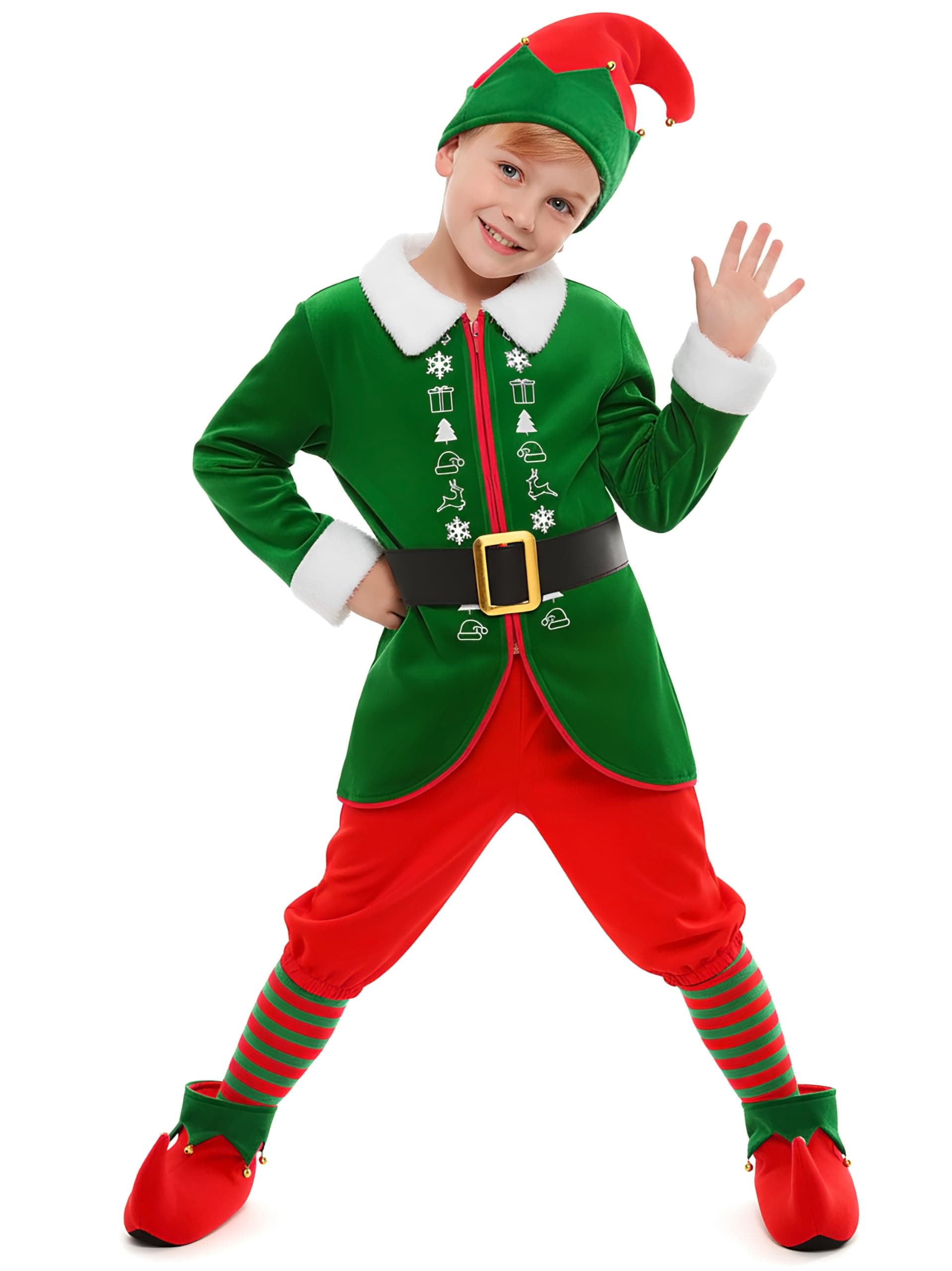 Christmas Elf Costume for Kids Elf Outfit for Girls Boys Xmas Holiday Dress Up
