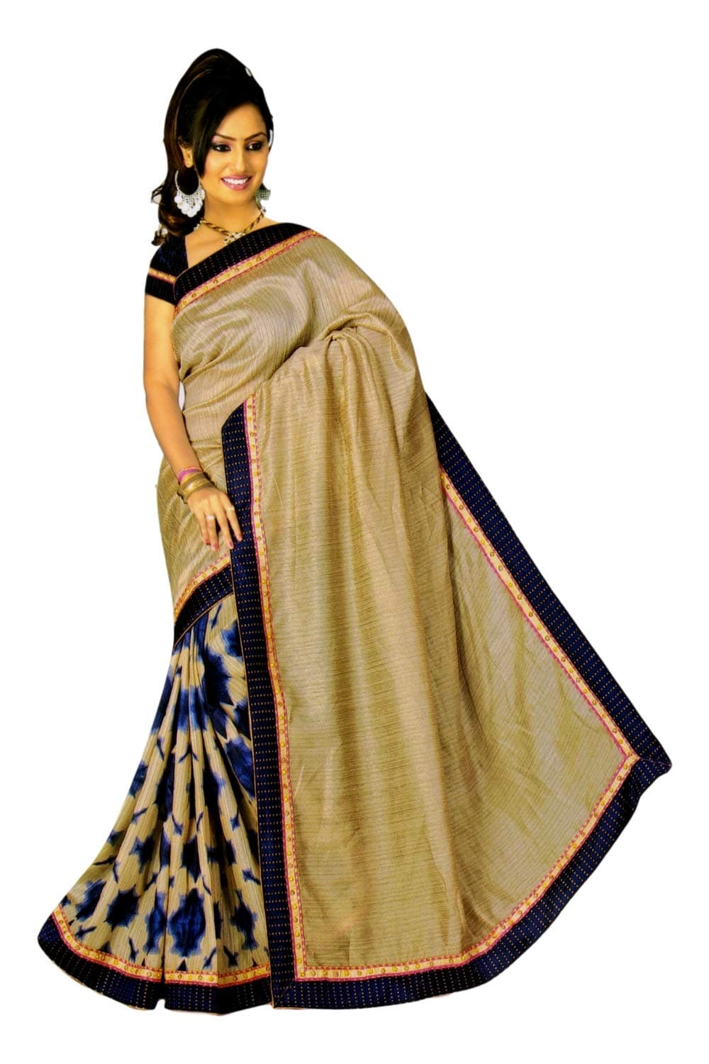 Melissa Women's Cotton Saree (S_15_Multi-Color_Freesize)