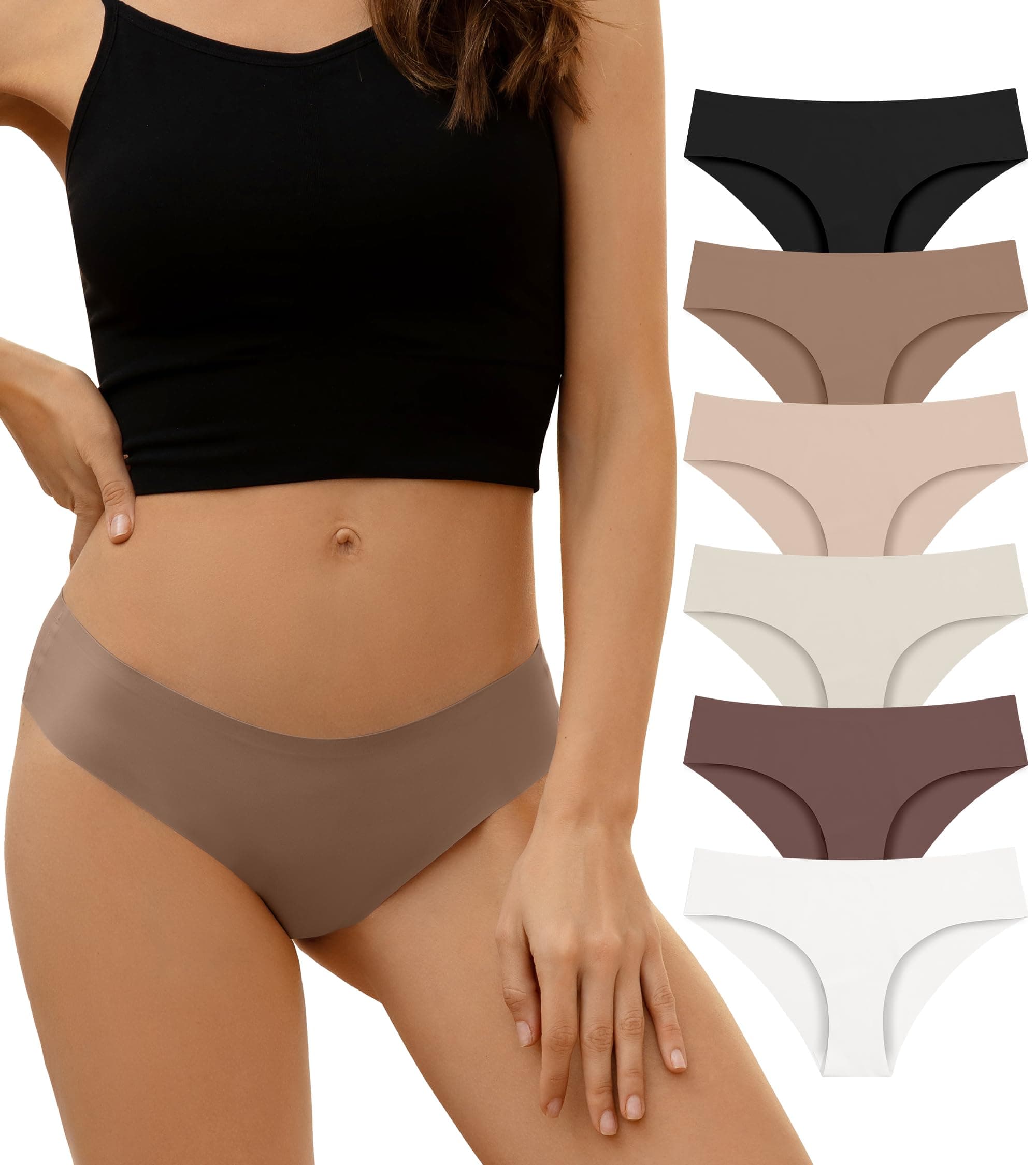 DEANGELMON Seamless Underwear for Women No Show Bikini Panties Comfortable Stretch Invisible Ladies Hipster Briefs