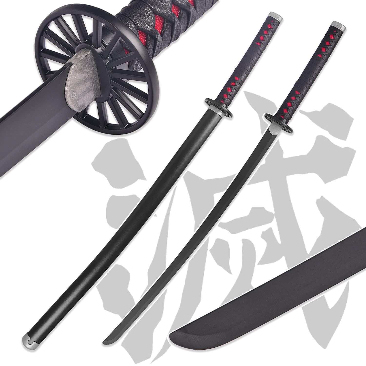 Adust Demon Slayer Cosplay Anime Swords, 40" Length Full Metal Stainless Steel Blade, Aluminum Alloy Scabbard, Handmade Katana Samurai Sword (A1) (B)