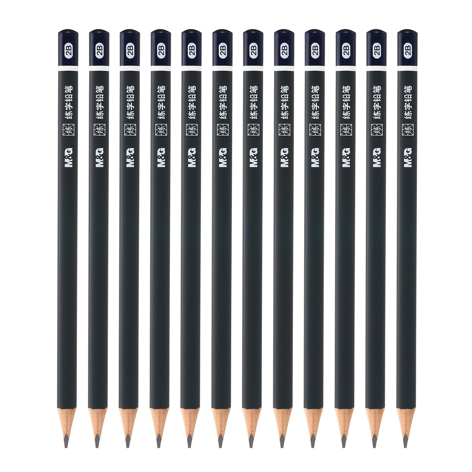 M&G Wooden Hexagonal Pencils, 12 Pcs 2B Pencils Graphite Round Pencils for Classroom Teacher Office Supplies, Grey