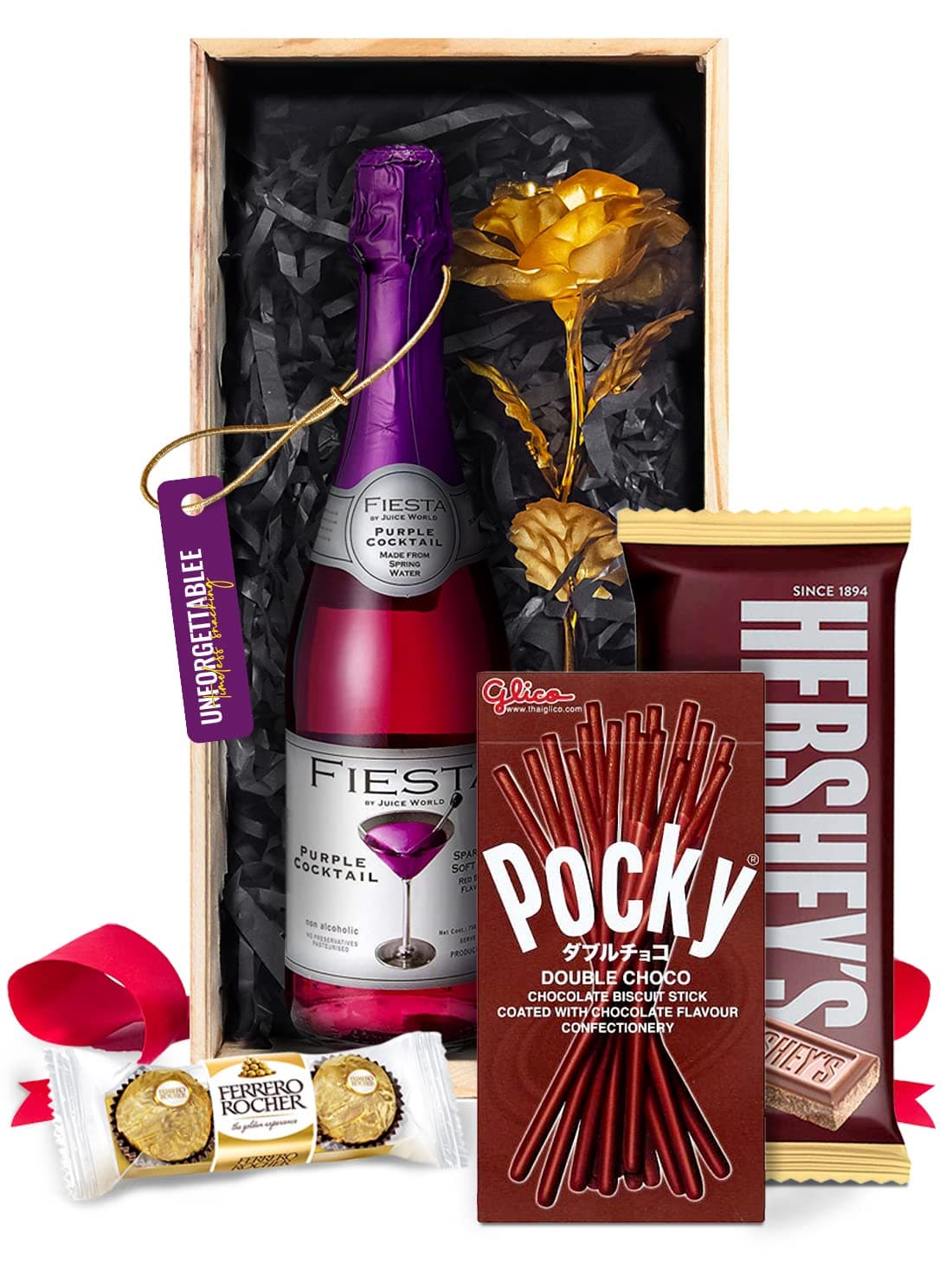 HYPERFOODSValentine Gift for Husband Wife Girlfriend Boyfriend Special Combo Chocolates Gift Rose for Valentines Day Gift Hamper Ferrero Rocher Chocolate Hershey's Chocolate & Pocky Sticks