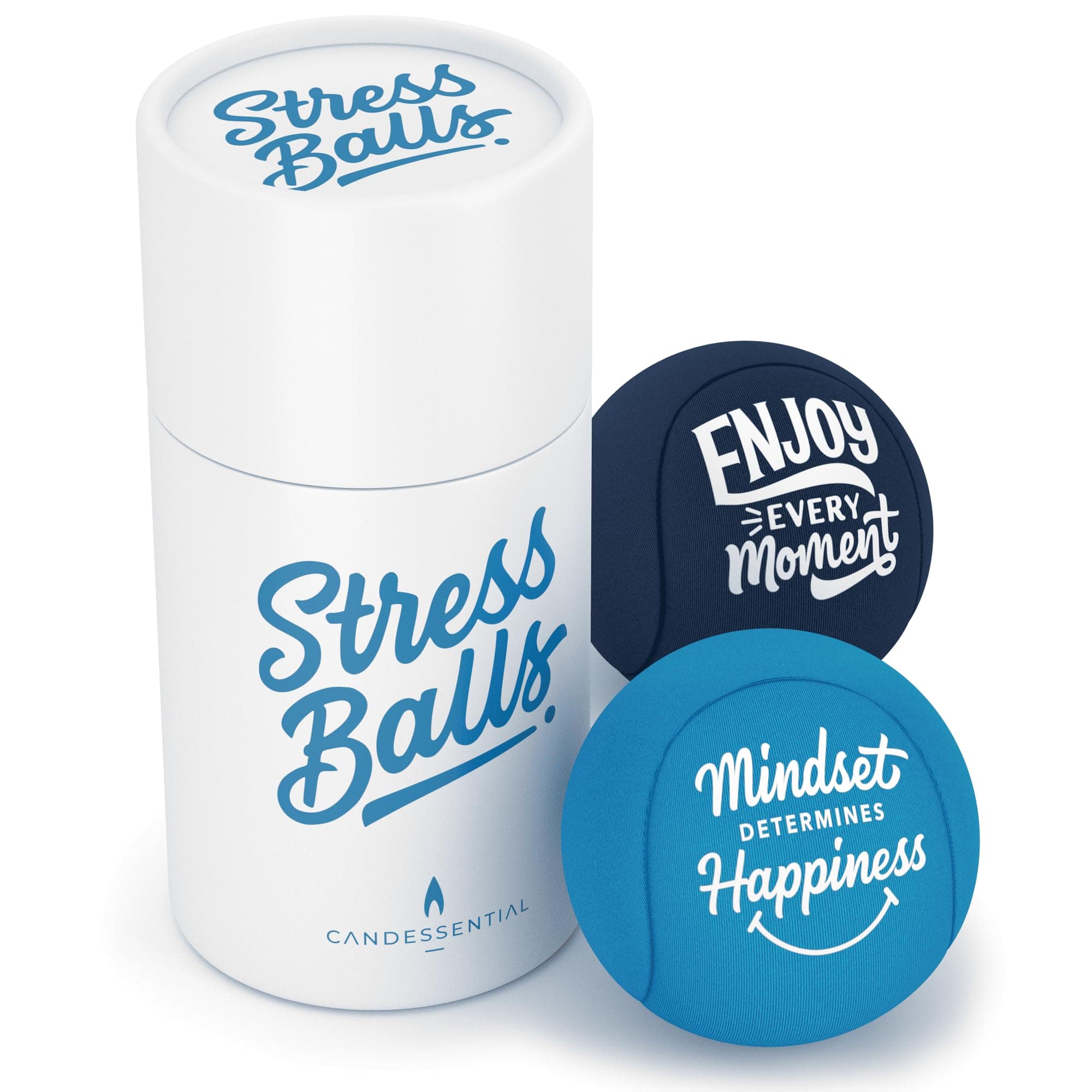 Candescent Stress Balls - Hand Therapy Relief for Anxiety, Fidget, Tension, Exercise Strengthener - Motivational Toys for Adults & Kids - Set of 2 (Crystal Blue, Ocean Blue)