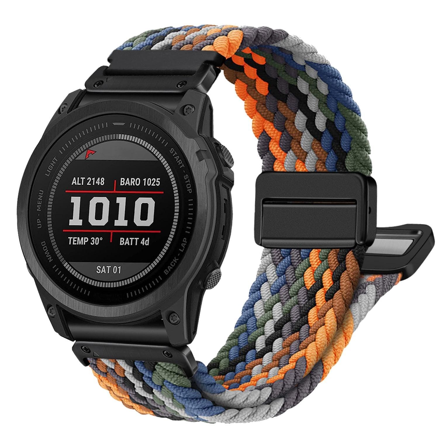 Quick Fit 22mm Stretchy Watch Band with Magnetic Buckle for Garmin Fenix 7 / Fenix 6 / Fenix 5 / EPIX 2, Soft Loop Elastic Braided Wristband Strap for epix Pro 47mm/Forerunner 955