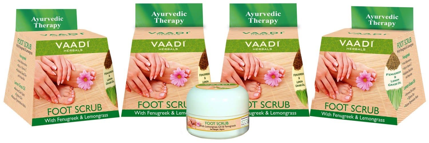 Vaadi HerbalsValue Foot Scrub with Fenugreek and Lemongrass Oil, 30gmsx4