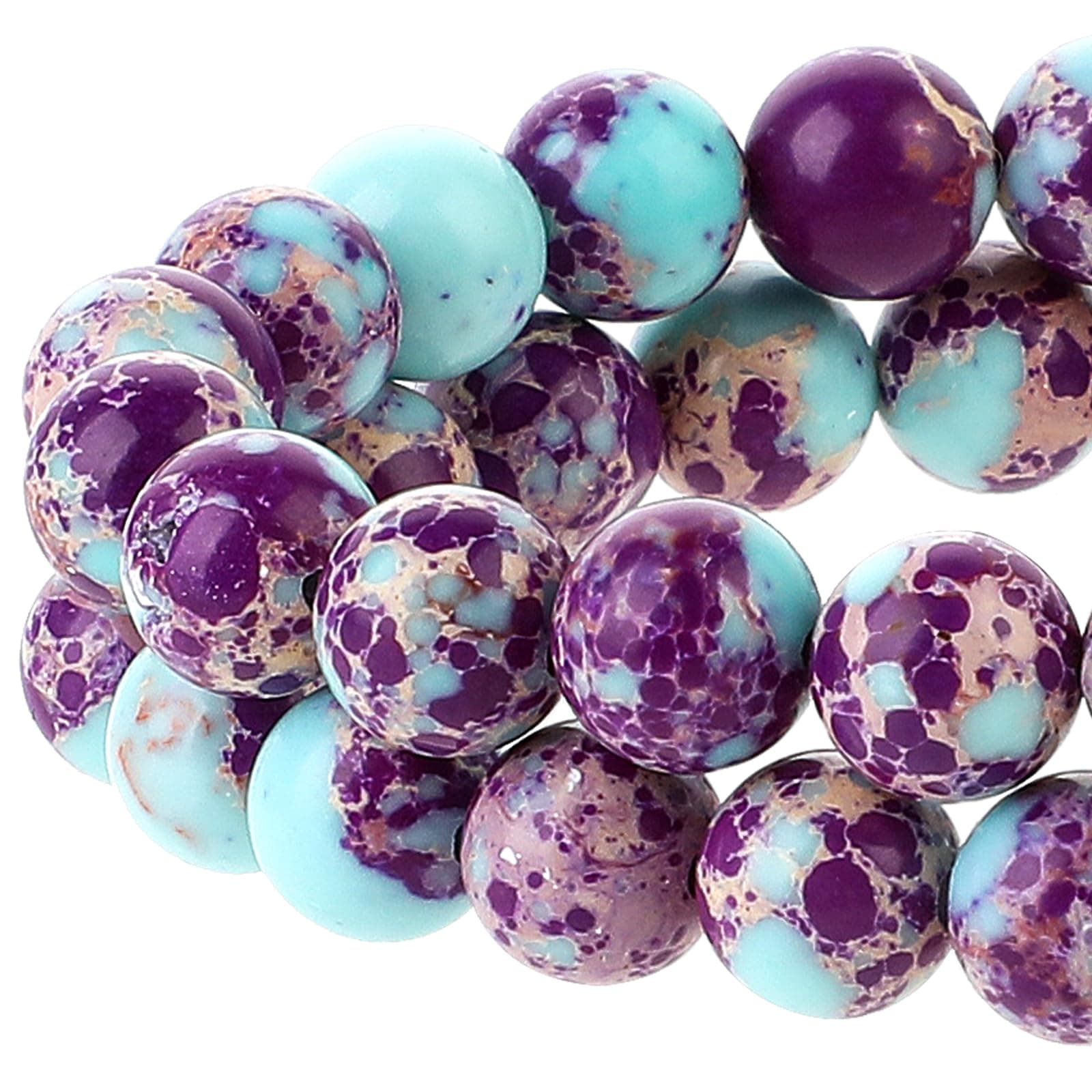 47 Pcs Purple-Blue Jasper Beads 8mm Galaxy Sea Imperial Jasper Gemstone Beads Sea Sediment Imperial Bead Colorful Round Stone Bead for Jewelry DIY Making