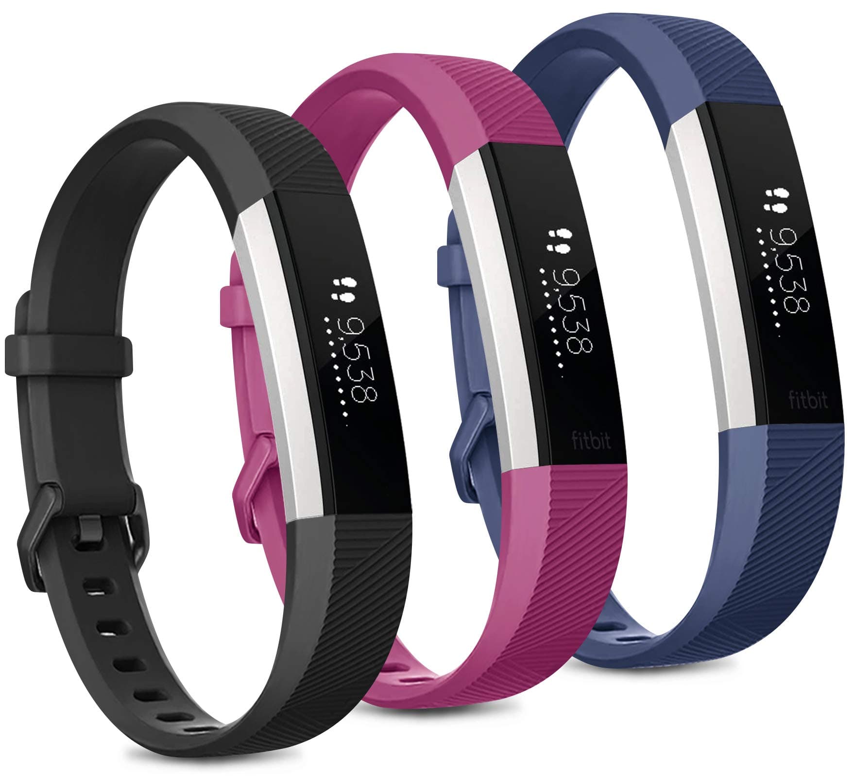 Pack 3 Replacement Band Compatible for Fitbit Alta/Fitbit Alta HR Bands, Adjustable Replacement Soft Silicone Sport Bands for Woman and men