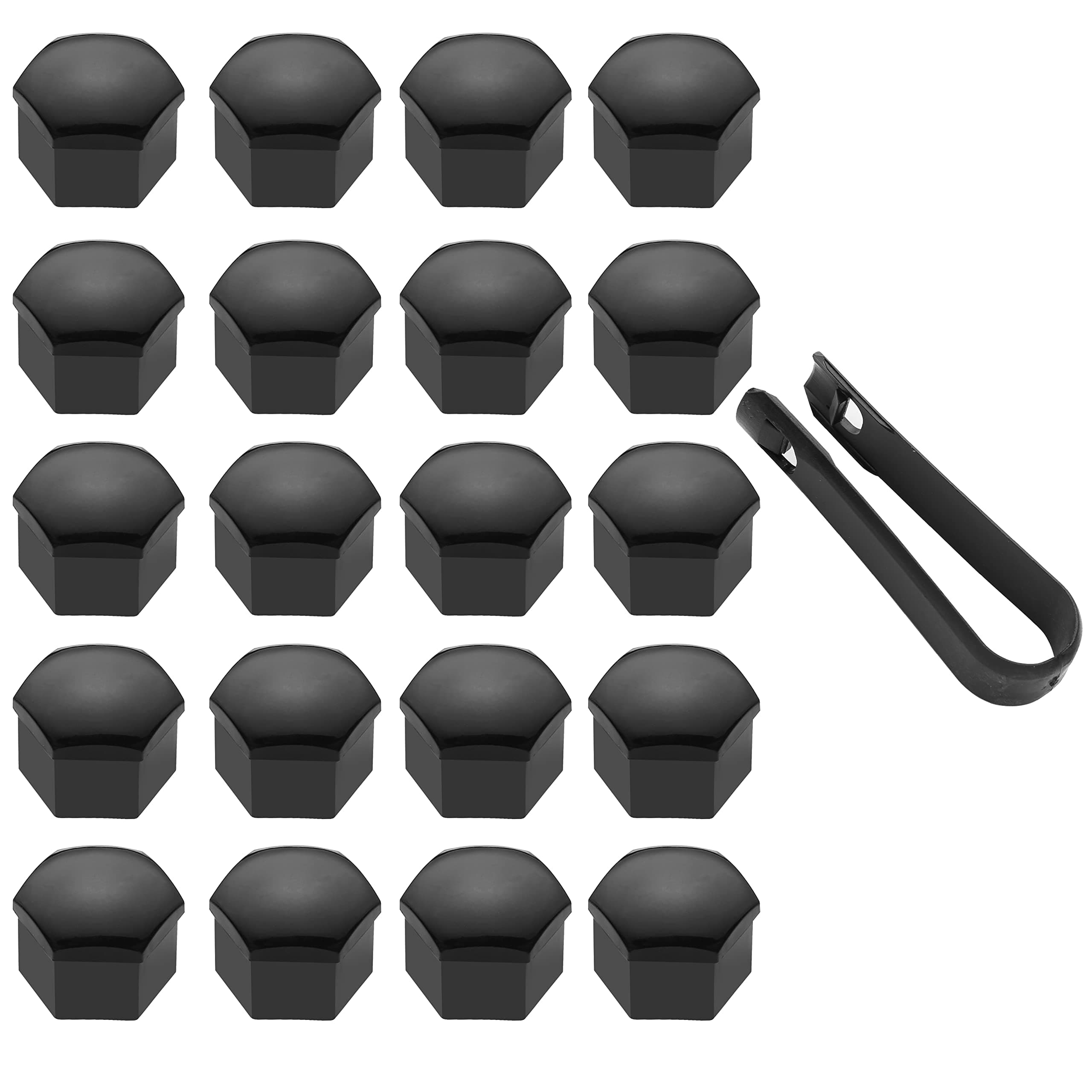 17 mm Wheel Nut Covers, 20 Pcs Car Wheel Nut Caps, Universal Wheel Bolt Covers with Removal Tool, Gloss Black
