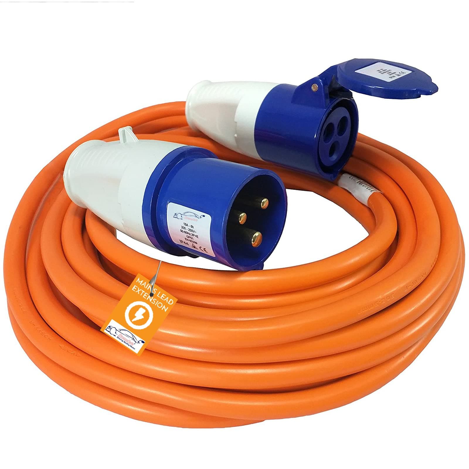 Xtremeauto 10M Extension Lead - Heavy Duty Caravan Hook Up Cable, 240V 16Amp Cable Camping Orange High Vis Mains Power Perfect For Campervan & Motorhome (10M)