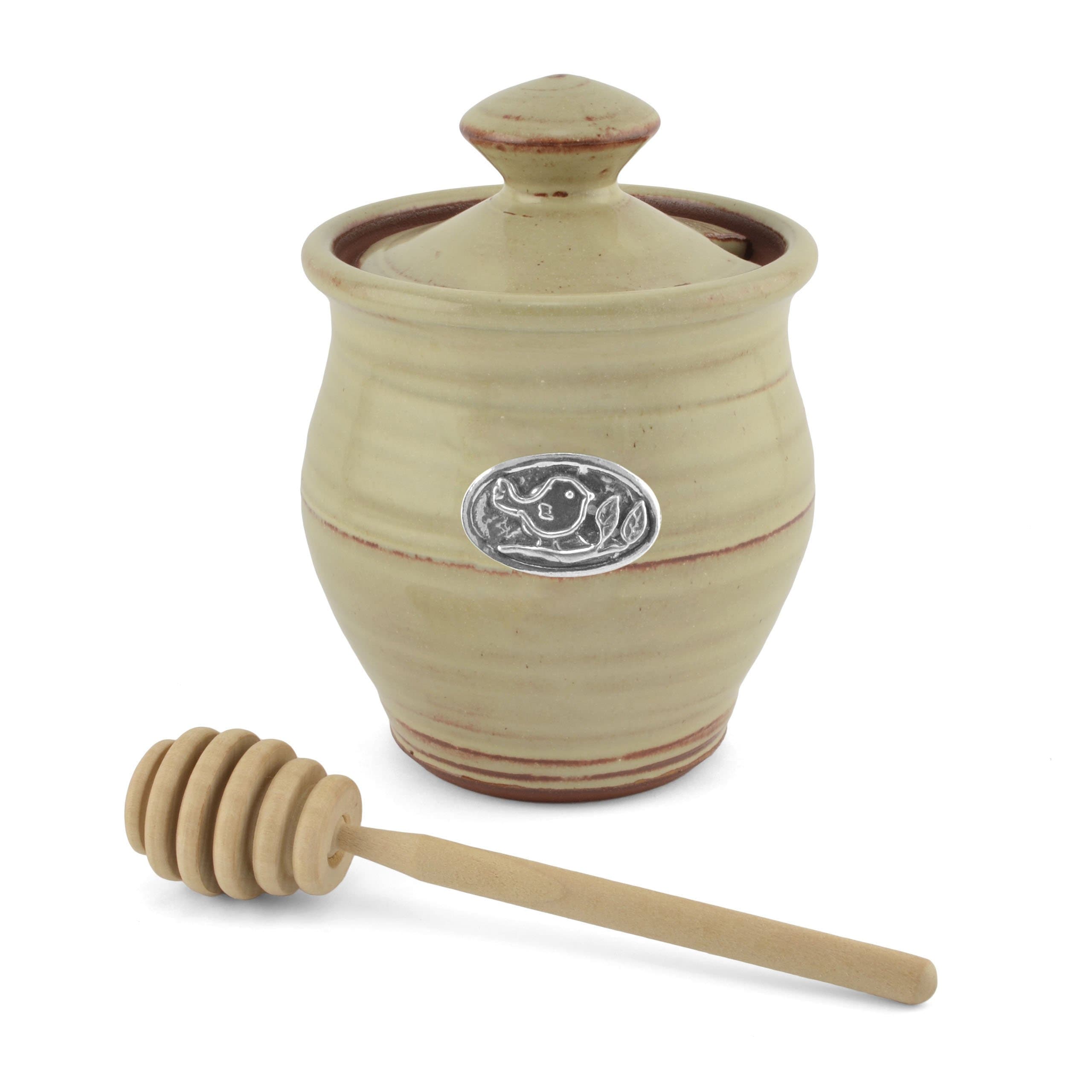 Oregon Stoneware StudioBird Honey Pot, Latte