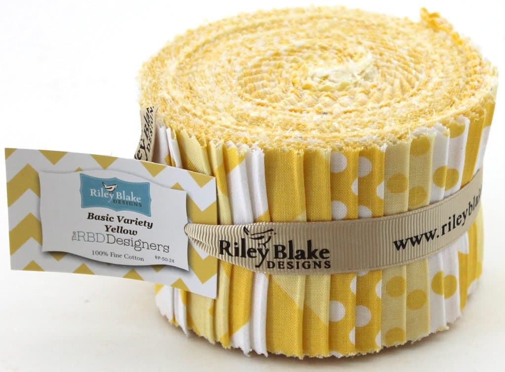 Riley Blake BASICS VARIETY YELLOW Rolie Polie 24 2.5 inch Jelly Roll Strips Quilt Fabric RP-50-24
