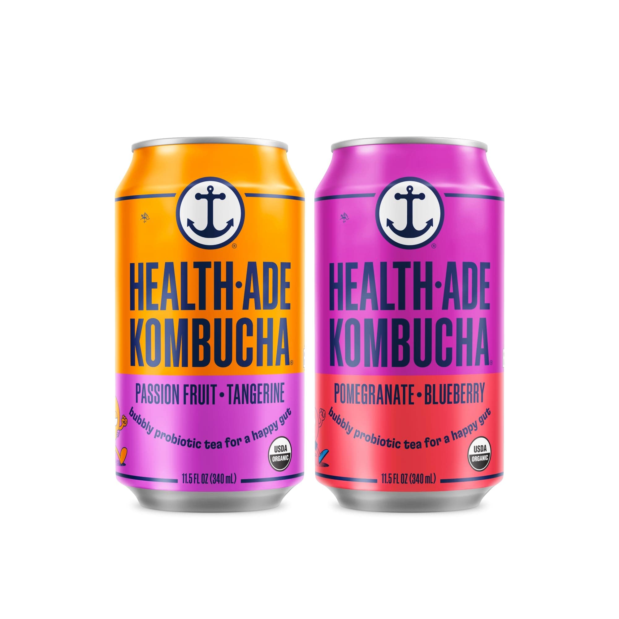 Bubbly Besties Kombucha Tea Organic Drink, Fermented Tea with Living Probiotics, Non-GMO, Vegan, Gluten Free, 12 Pack (11.5 Fl Oz Cans)