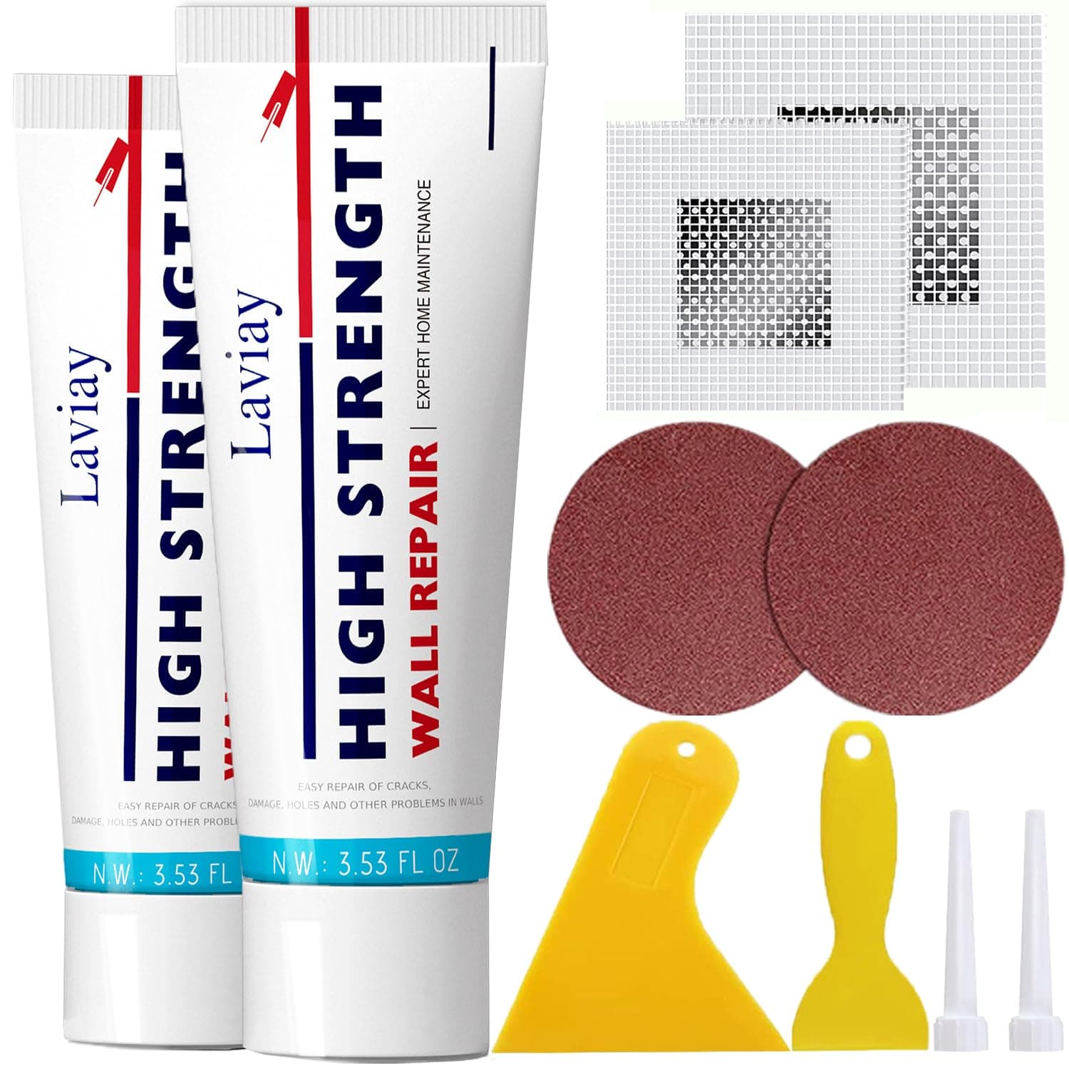 Drywall Repair Kit - 2 Pack Spackle Wall Repair with All The Bells and Whistles | Effortlessly Drywall Patch Kit & High Strength Small/Large Hole Repair | Fast-Drying Wall Patch Repair Kit