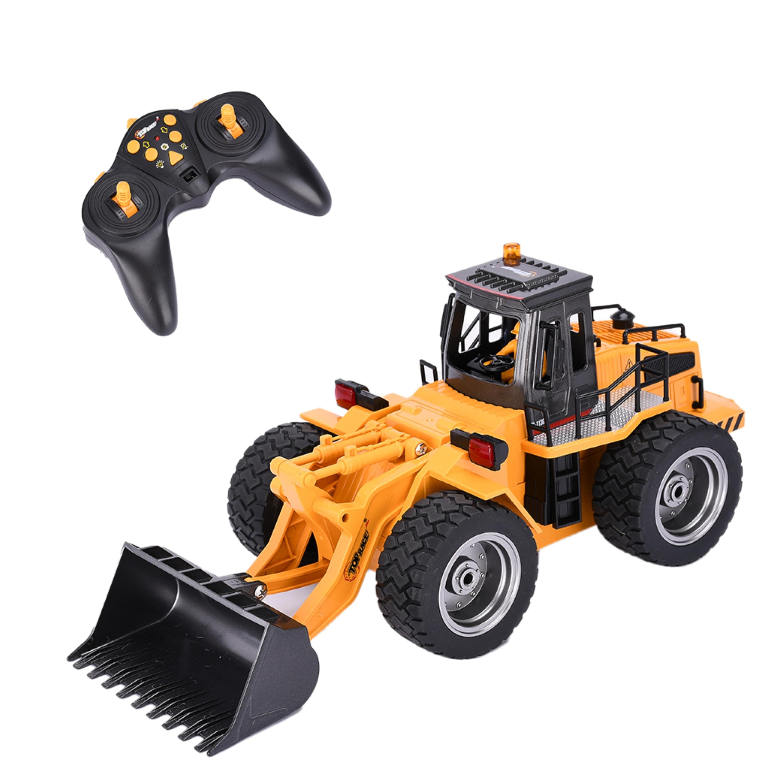 Top Race 6 Channel Full Functional Front Loader, RC Remote Control Construction Toy Tractor with Lights & Sounds 2.4Ghz (TR-113G)