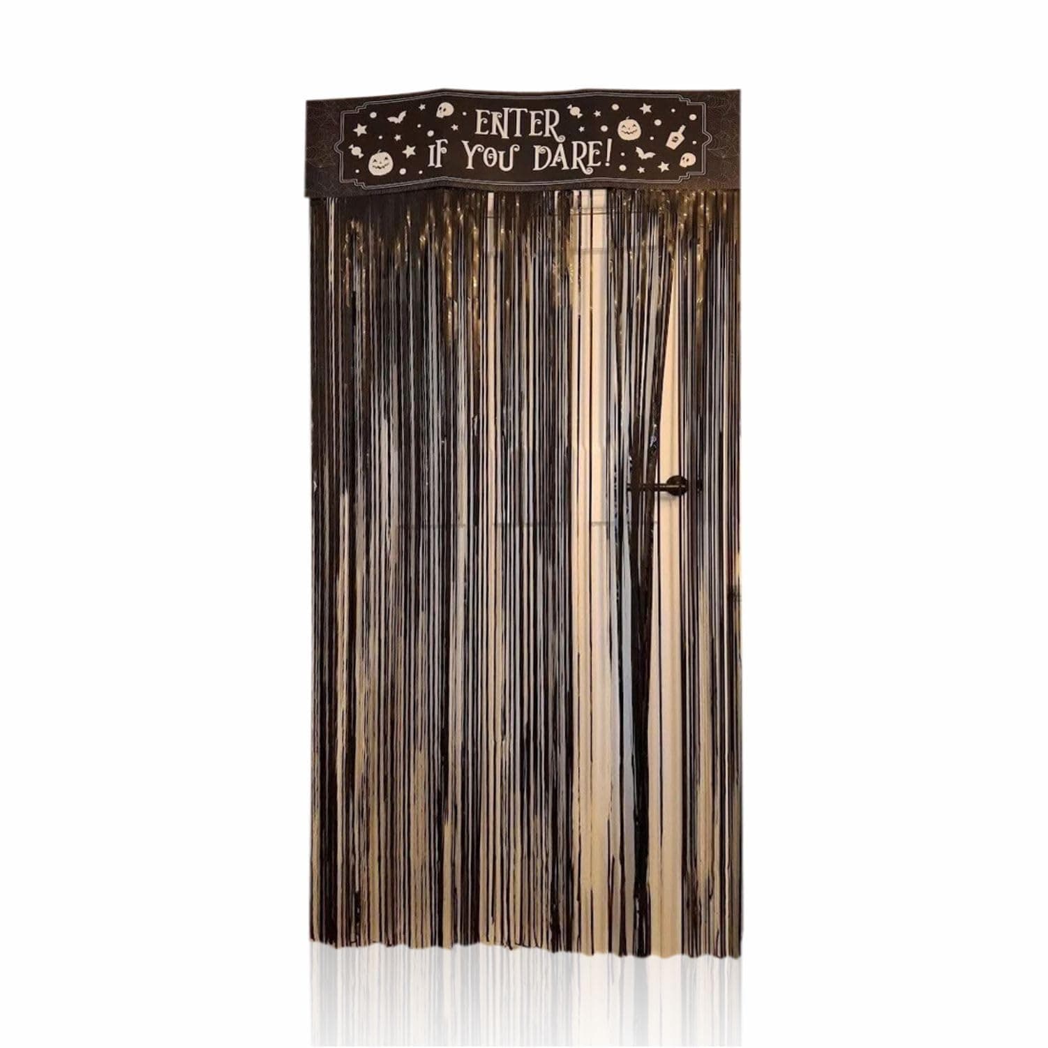 MNVD Halloween Door Curtain Spooky Door Curtain Foil Perfect Creepy Haunted House Decor Entrance Curtain Backdrop Streamers Ideal For Halloween Parties Seasonal Festivals Black 1.8m