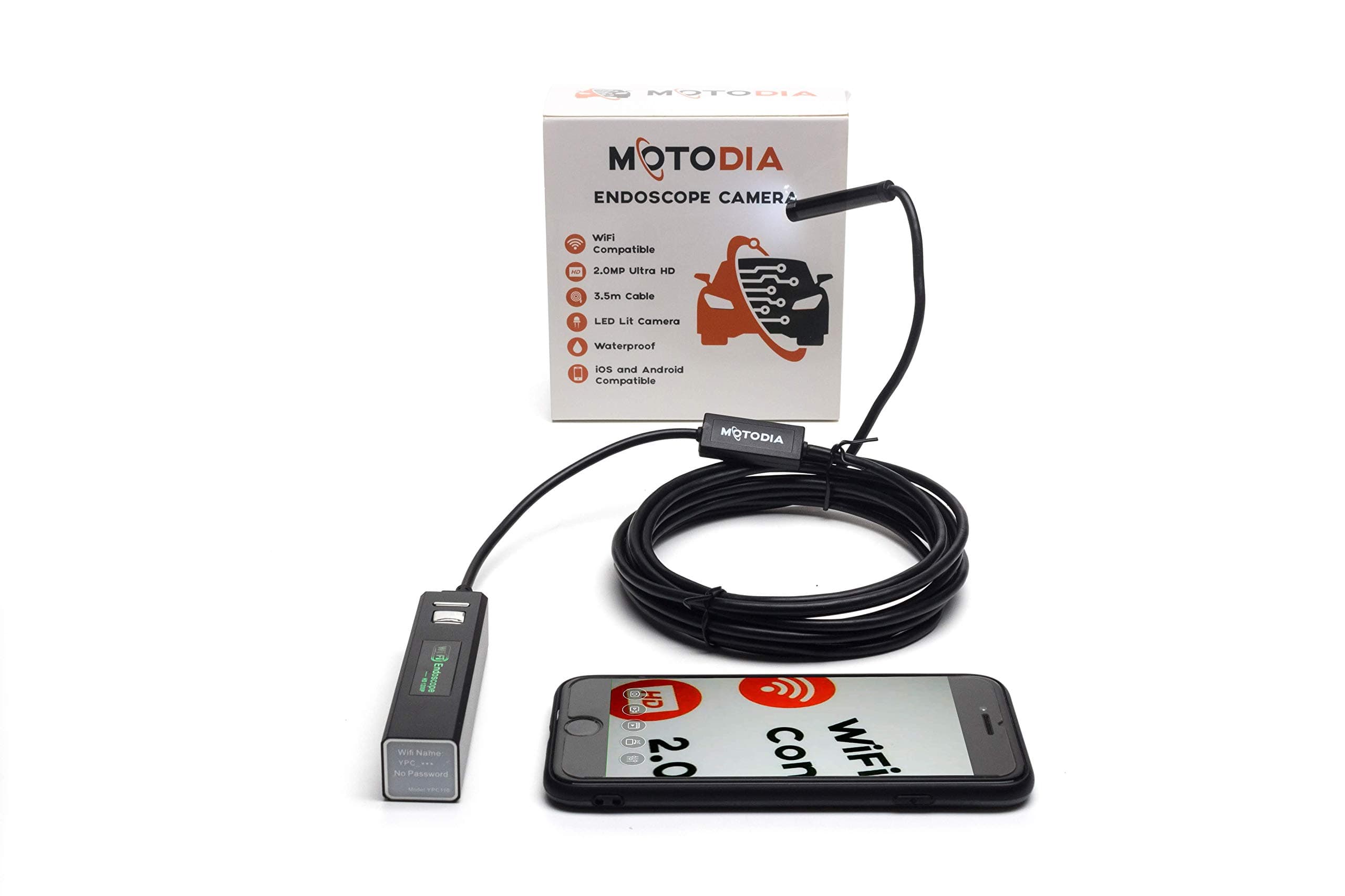 MotoDia E2 Wireless Endoscope for iPhone and Android, WiFi, 3.5m