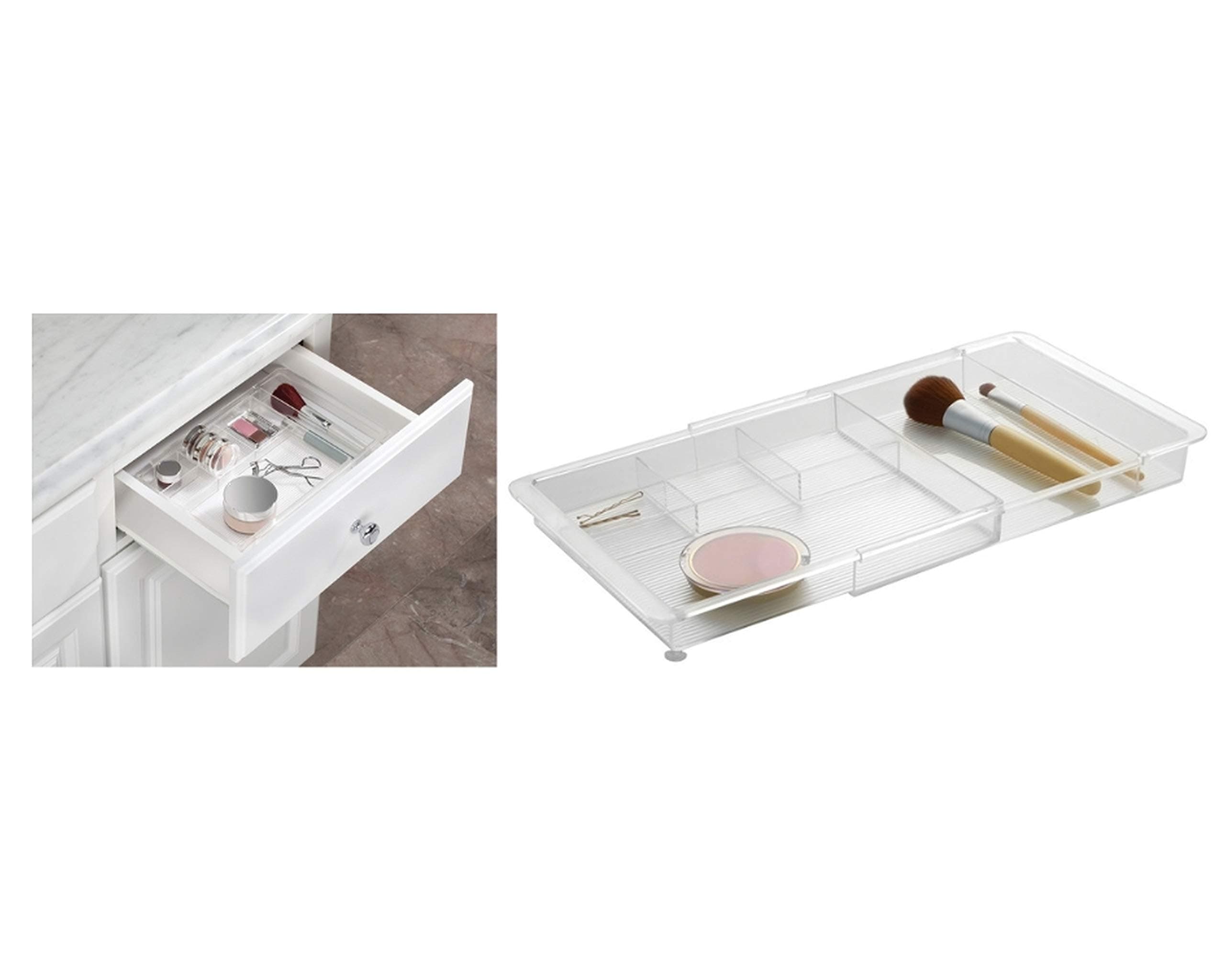 InterDesign Linus Expandable Drawer Organizer, Clear - 3.1H x 19.7W x 48.3 D cm