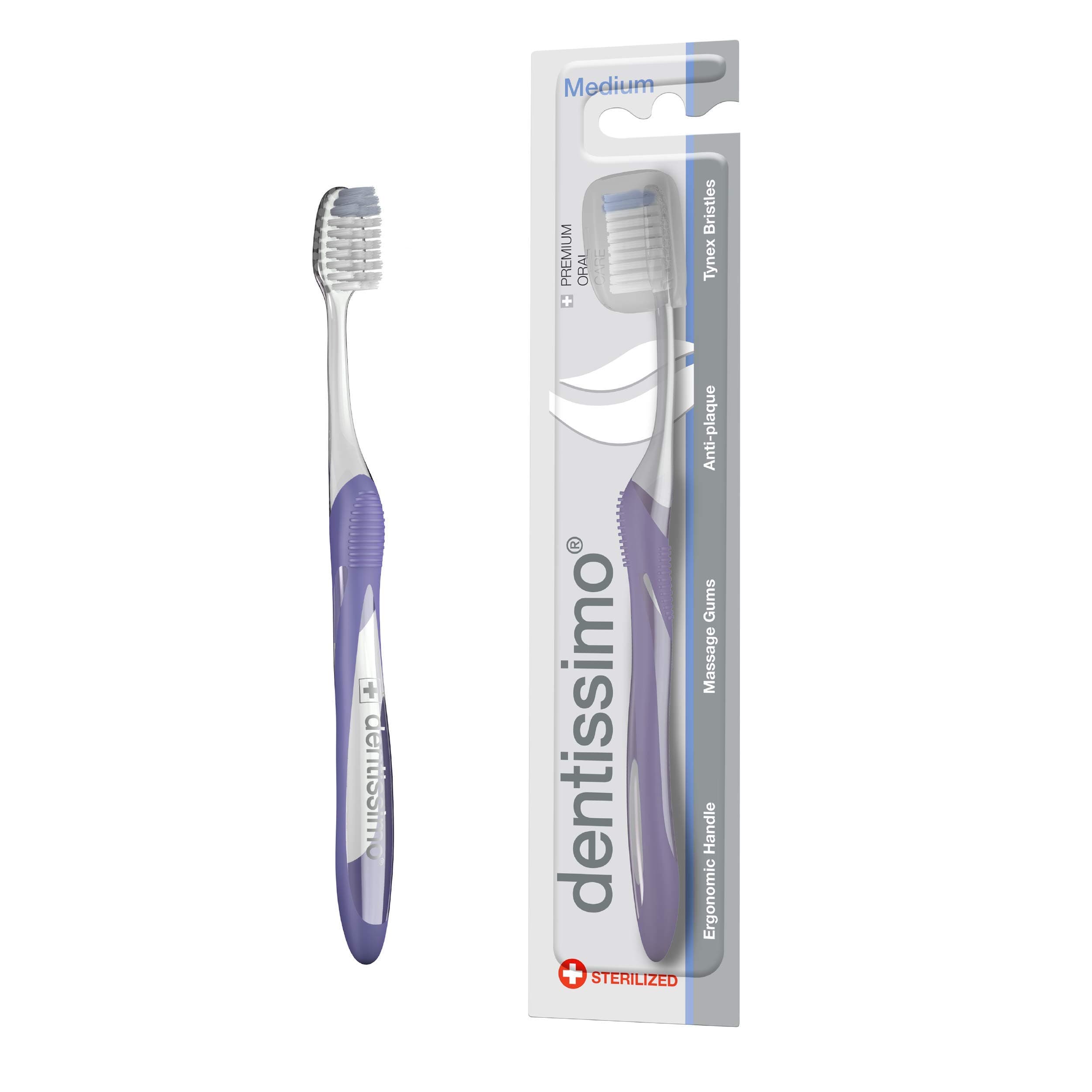 Premium Oral Care Medium Bristle Toothbrush with Ergonomic Handle, Colors May Vary, Pack of 1