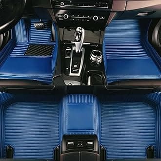 Custom Luxury Car Floor Mats Suitable for All Sedans, Sports Cars,SUV, Business Vehicles, Trucks, Waterproof and Anti Slip Fully Covered Leather Floor Mats (Blue-3D)
